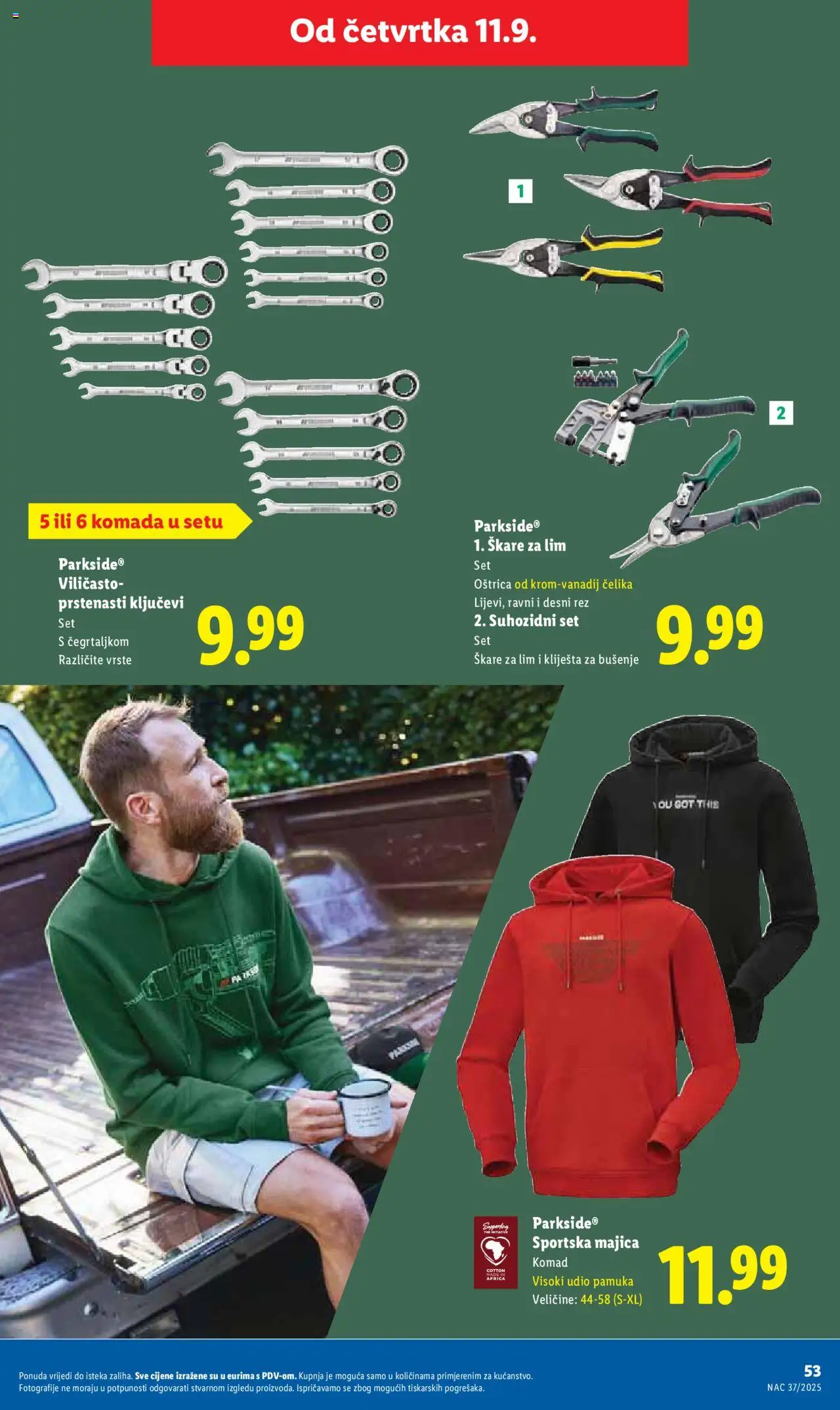 Lidl katalog | vrijedi od 08.09.2025 | Stranica: 53 | Proizvodi: Majica, Škare, Kliješta, Parkside