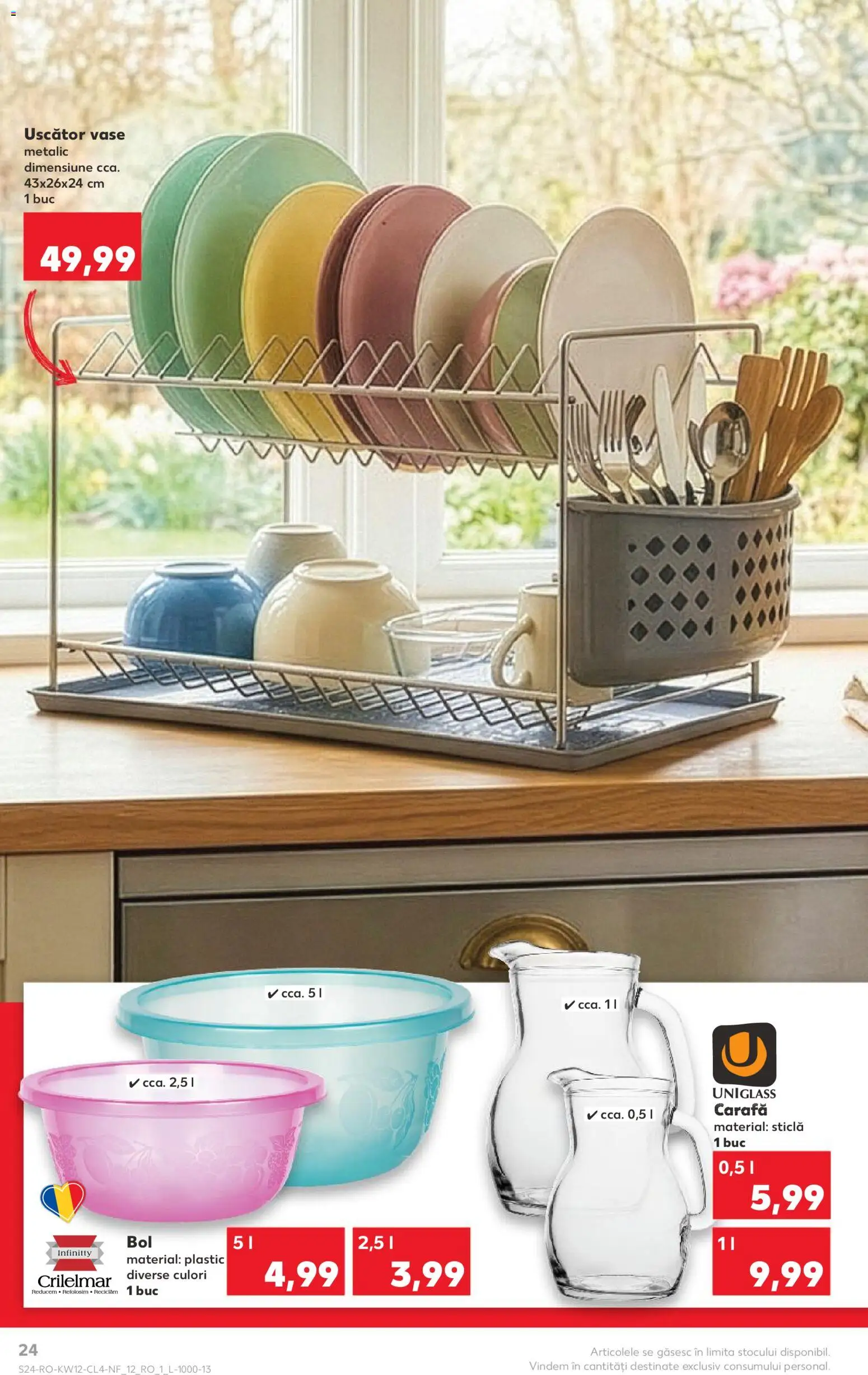 Noul catalog Kaufland – valabil de la 18.03.2026 | Pagină: 24 | Produse: Uscător, Bol, Carafă