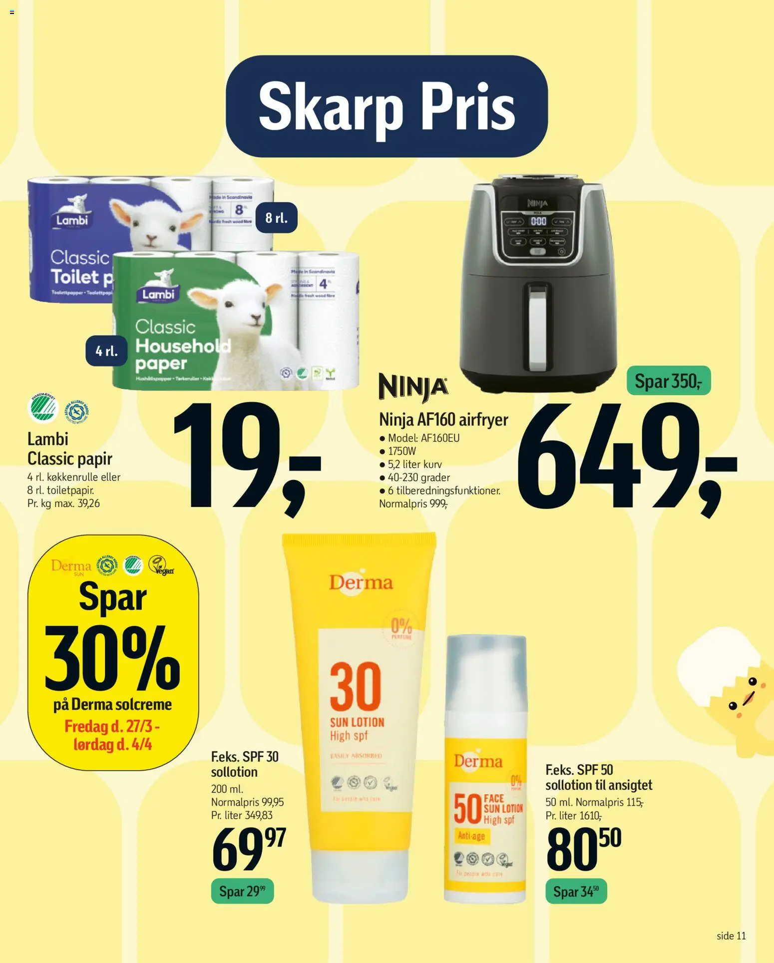 Føtex tilbudsavis – gyldig fra 27.03.2026 | Side: 11 | Produkter: Solcreme, Toilet, Kurv