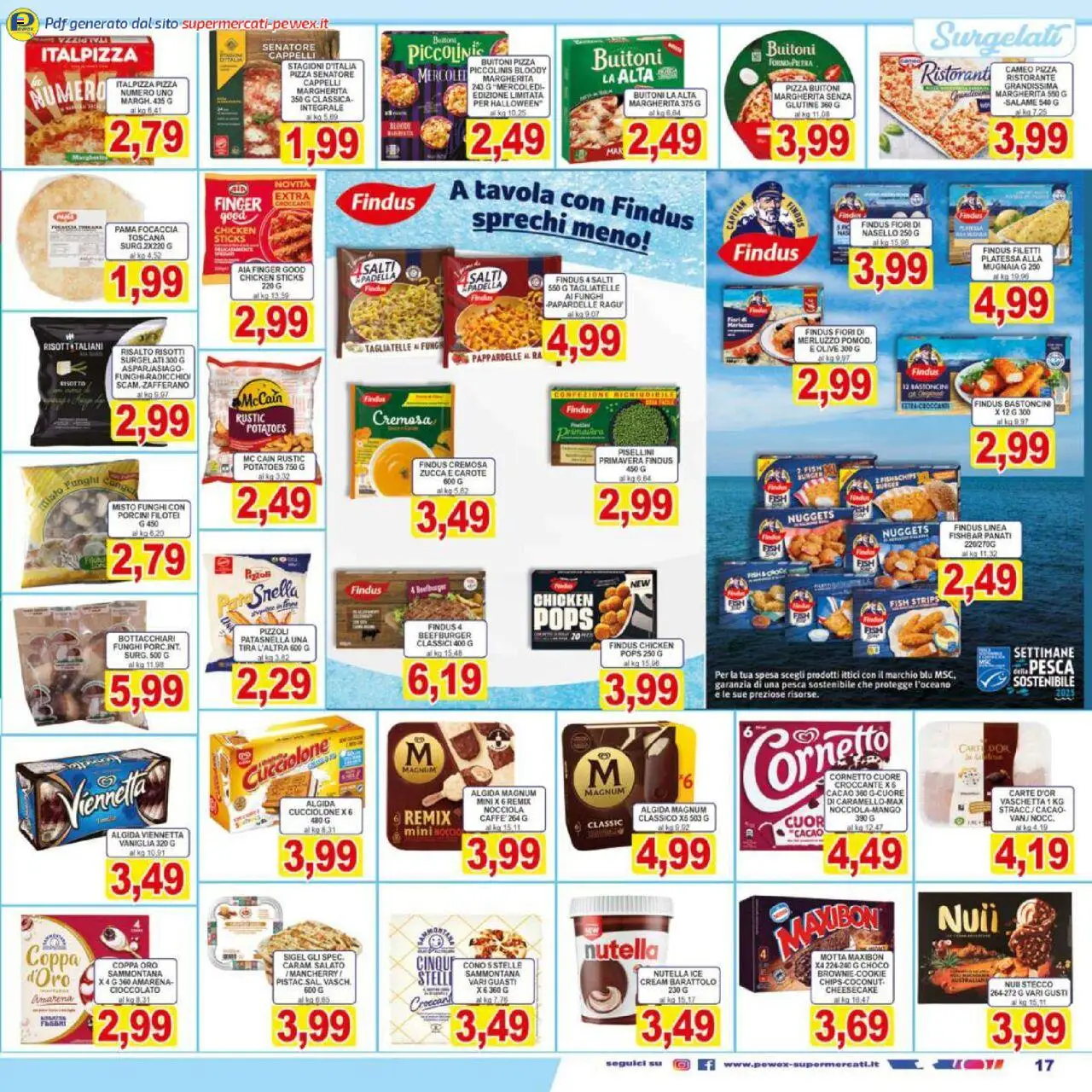 Volantino Pewex del 17.10.2025 | Pagina: 17 | Prodotti: Caffè, Pizza, Carote, Nasello