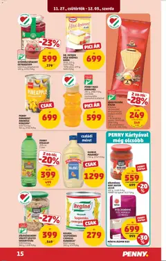 PENNY DARABOLT ANANÁSZ KONZERV*, töltő tömeg: 340 g - amely érvényes a következő dátumtól: 27.11.2025 | Oldal: 19