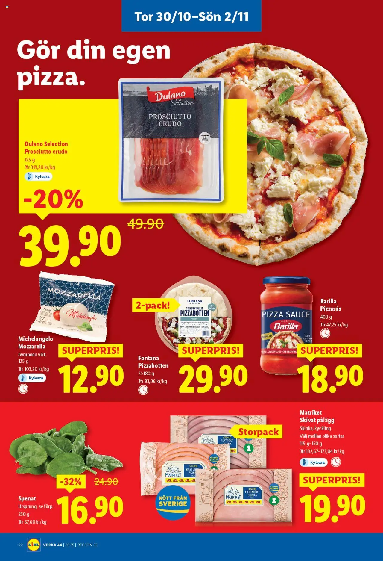 Lidl reklamblad aktuell från 27.10.2025 | Sida: 25 | Produkter: Spenat, Skinka, Pizza