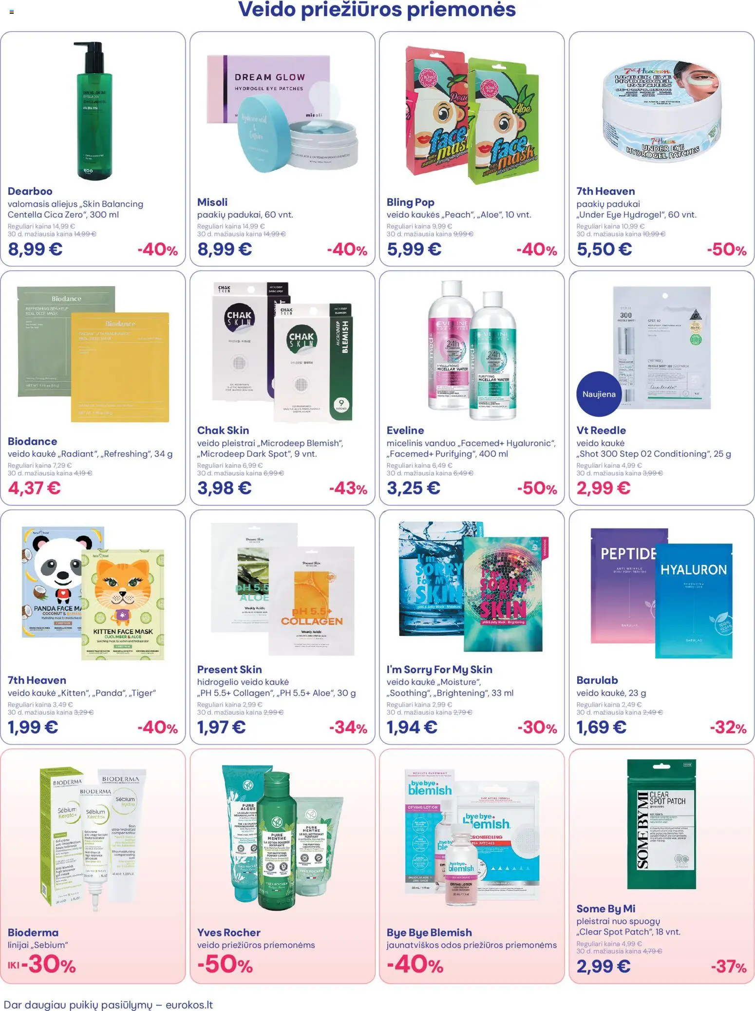 Eurokos akcijos nuo 30.04.2026 | Puslapis: 10 | Prekių: Kaukė, Micelinis vanduo, Aliejus, Veido kaukė