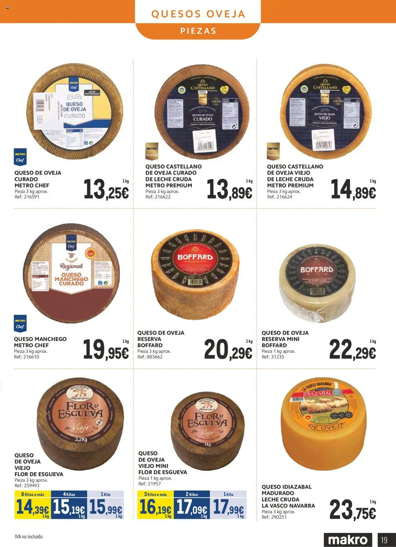 Makro - Lácteos Cataluña │ válido desde el 06.10.2025 | Página: 19 | Productos: Queso de oveja, Leche, Queso