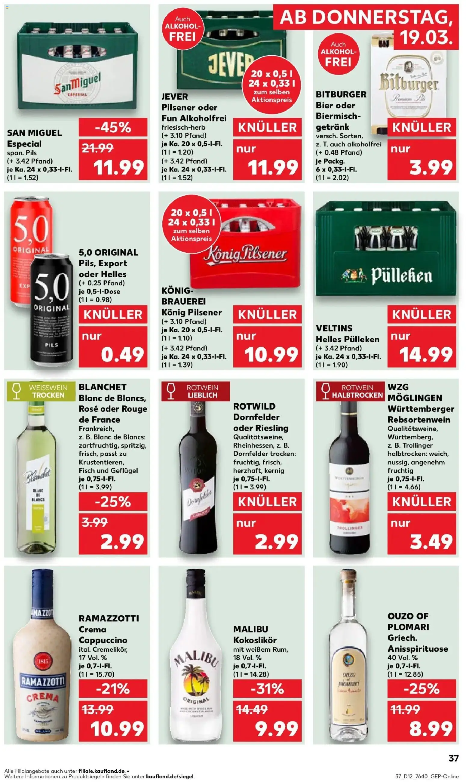 Kaufland Prospekt Castrop-Rauxel	 – gültig ab 19.03.2026 | Seite: 37 | Produkte: Konig pilsener, Bier, Fisch, Ramazzotti