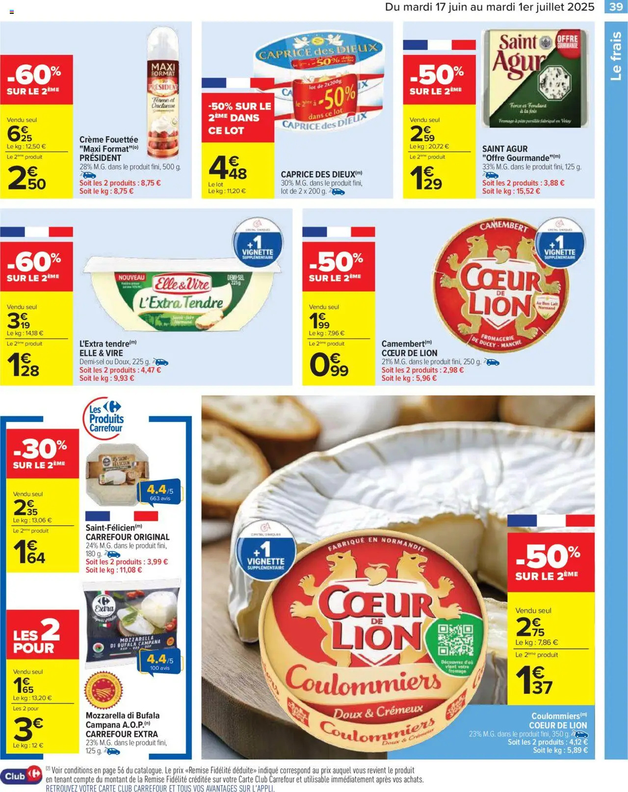  | Page: 41 | Produits: Mozzarella, Caprice des dieux, Fromage, Crème fouettée