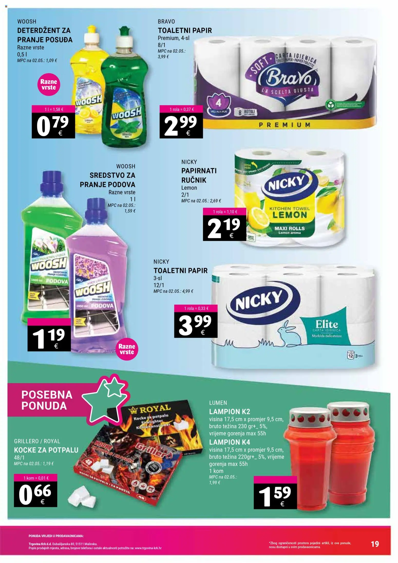 Trgovina Krk katalog | vrijedi od 16.01.2026 | Stranica: 19 | Proizvodi: Deterdžent, Ručnik, Toaletni papir, Lampion