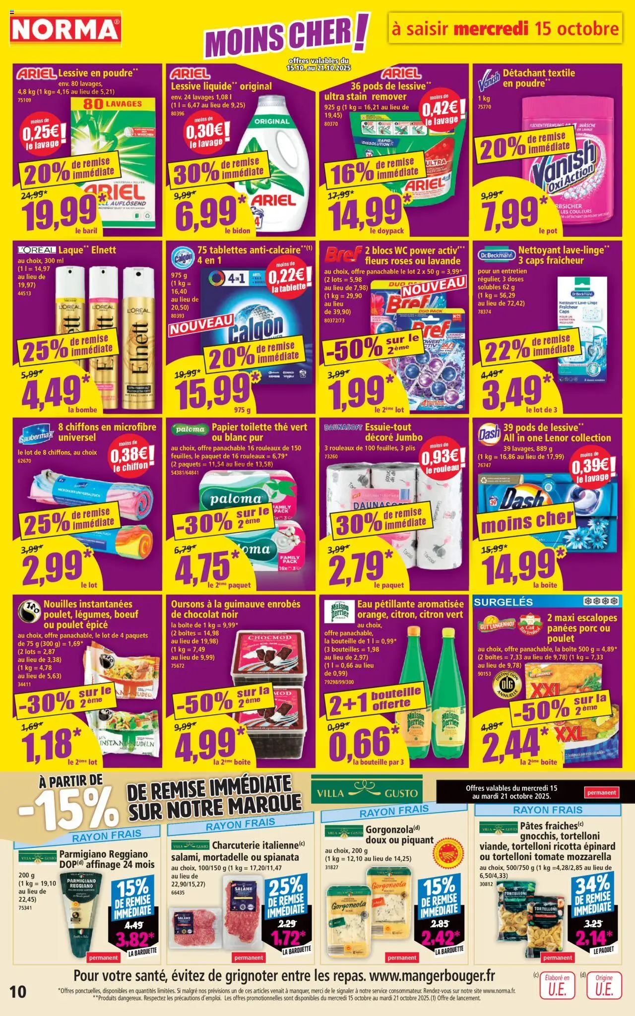 {H1} | Page: 10 | Produits: Nouilles instantanées, Citron, Lessive en poudre, Porc