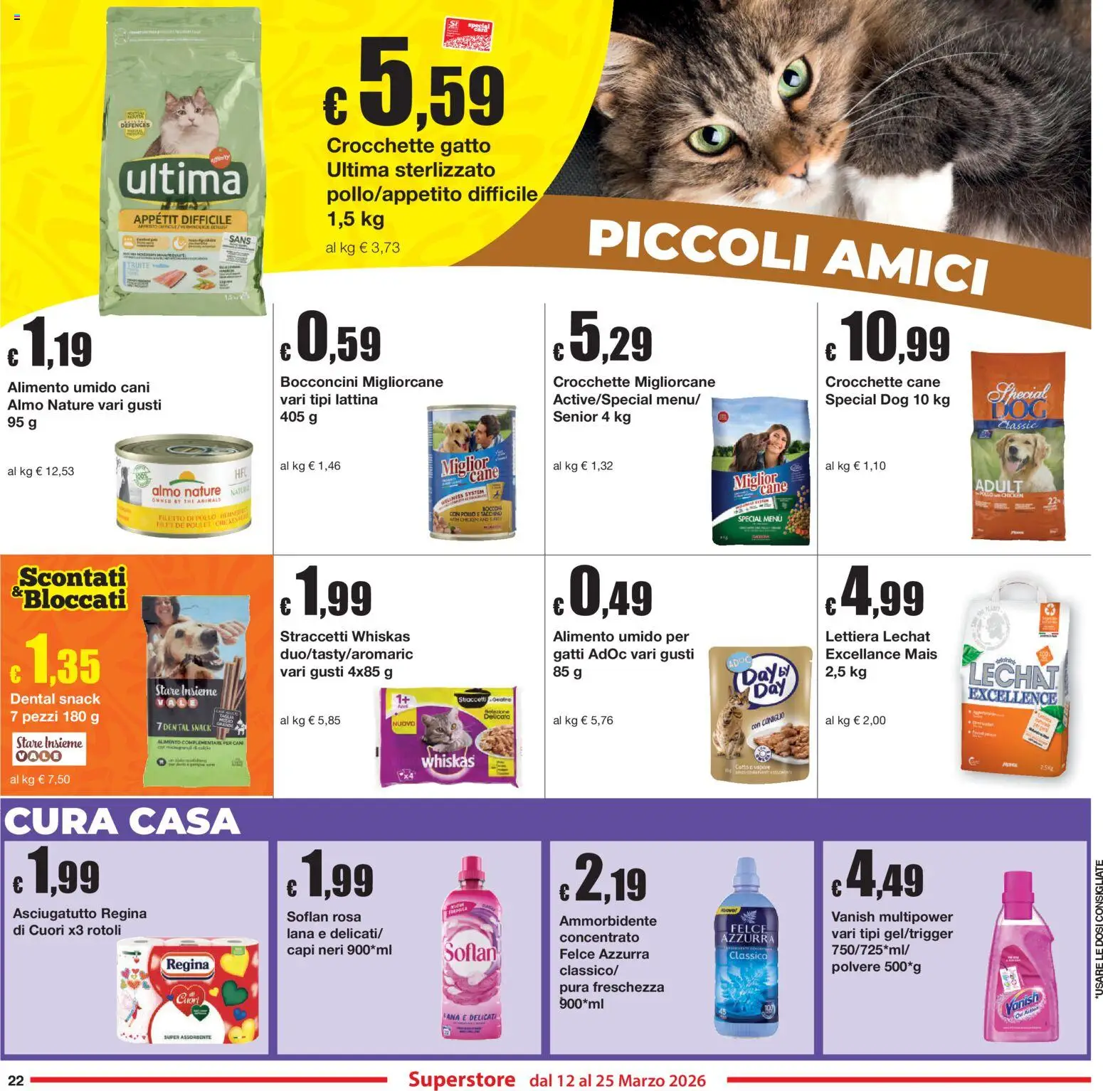 Volantino Sì con Te del 12.03.2026 | Pagina: 22 | Prodotti: Ammorbidente, Crocchette, Polo, Mais