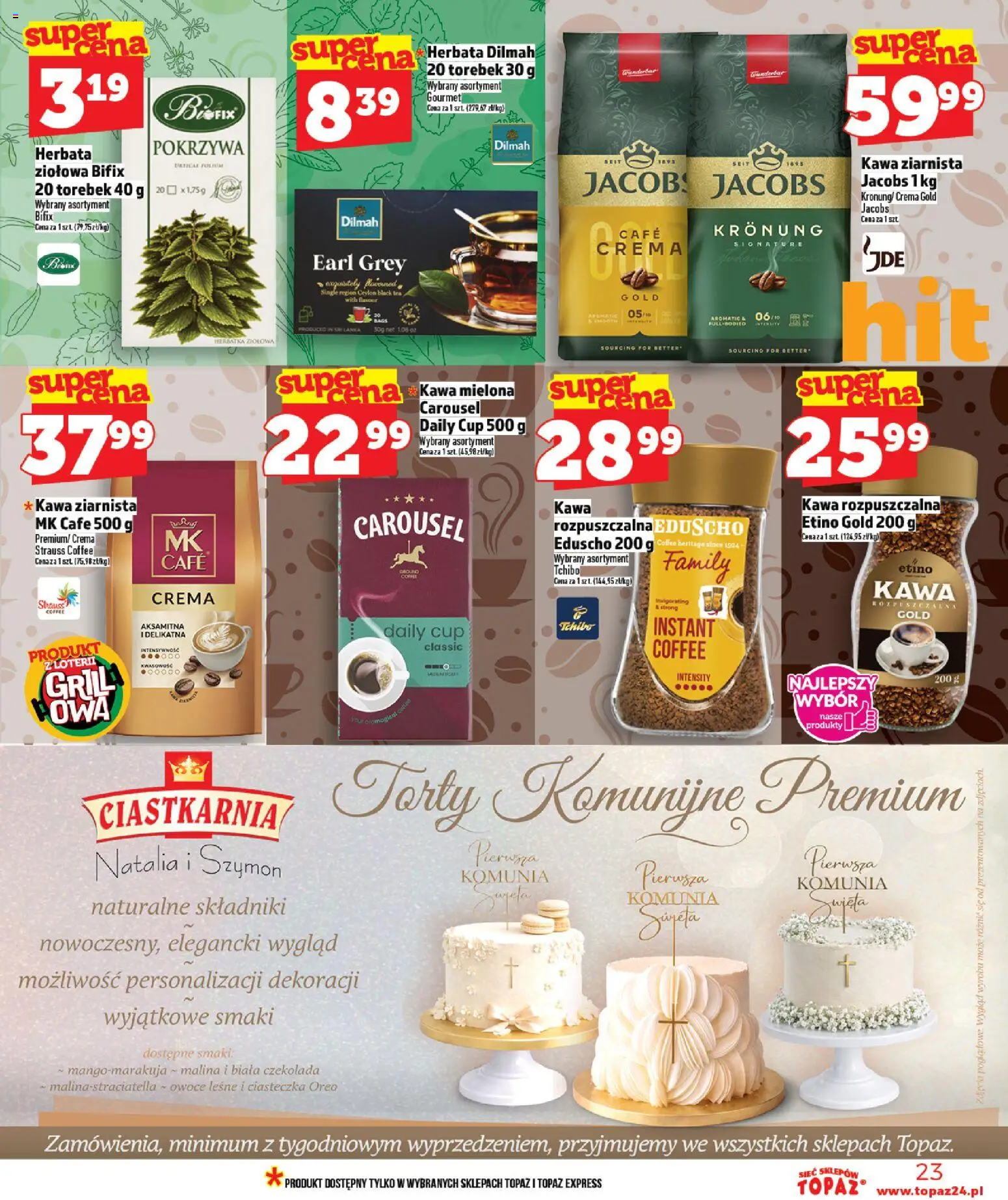 Topaz gazetka - MAZ od 23.04.2026 | Strona: 23 | Produkty: Malina, Grill, Kawa, Czekolada
