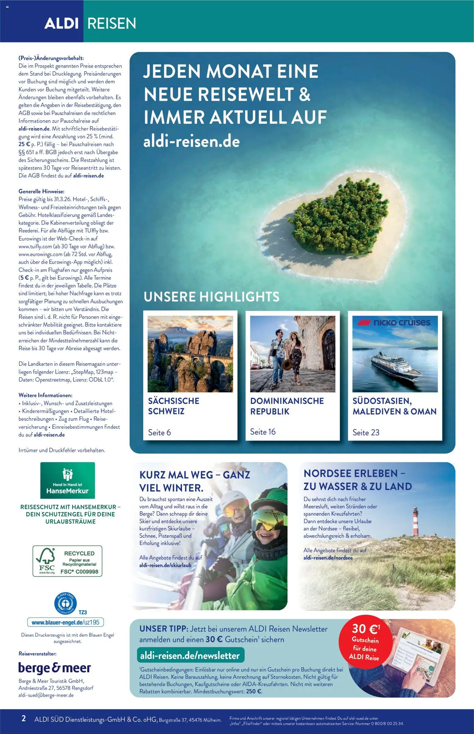 Aldi Reisen Prospekt 	 – gültig ab 01.03.2026 | Seite: 2 | Produkte: Wasser