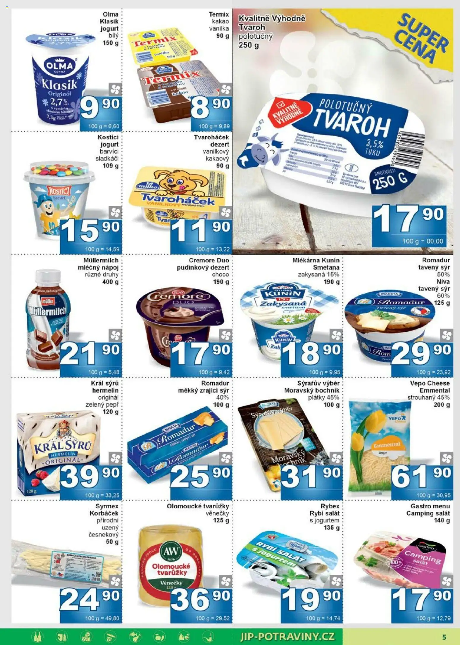 Jip leták od 28.01.2026 | Strana: 5 | Produkty: Jogurt, Termix, Hermelín, Niva