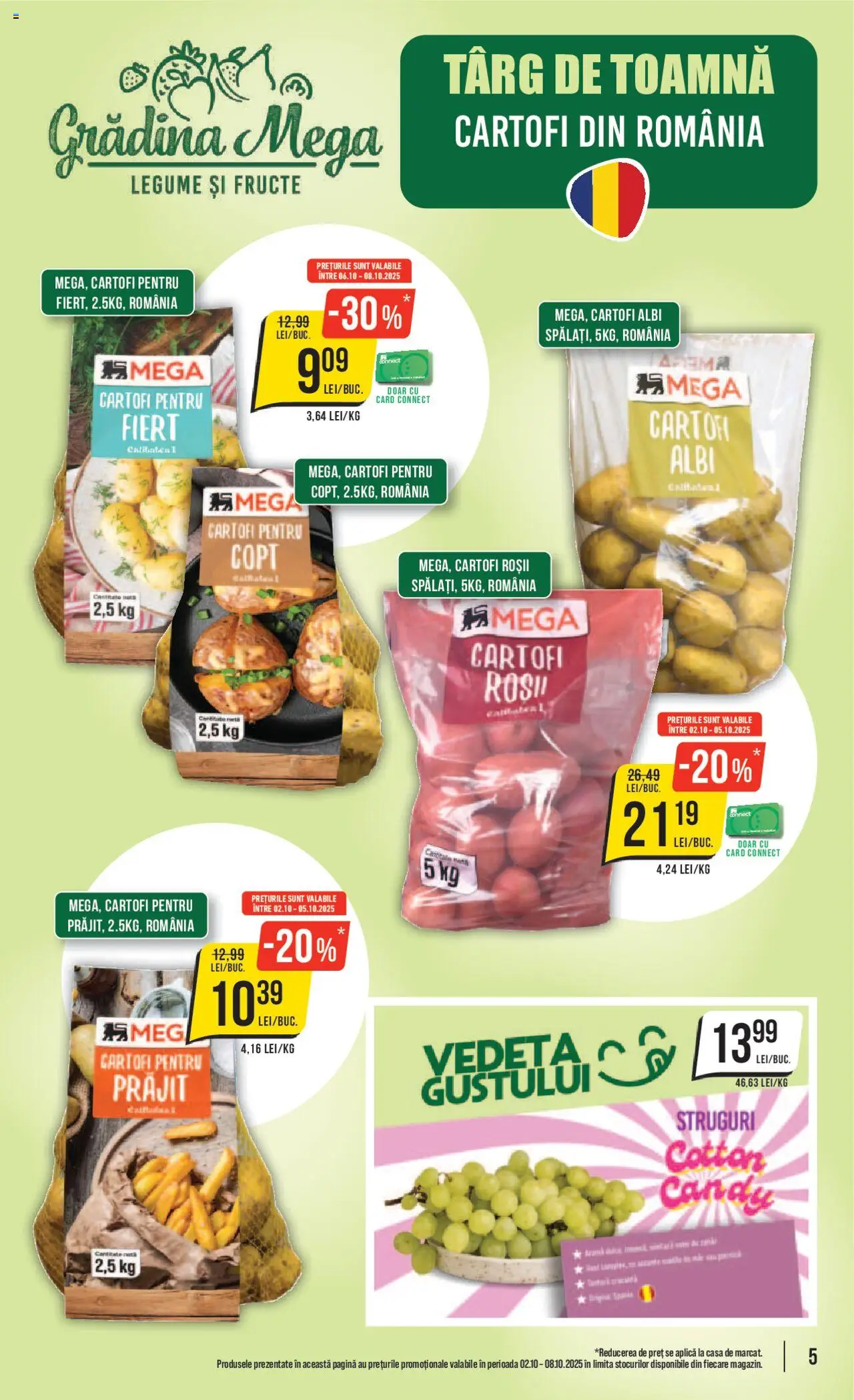 Noul catalog Mega Image – valabil de la 02.10.2025 | Pagină: 5 | Produse: Struguri, Role, Roșii, Cartofi