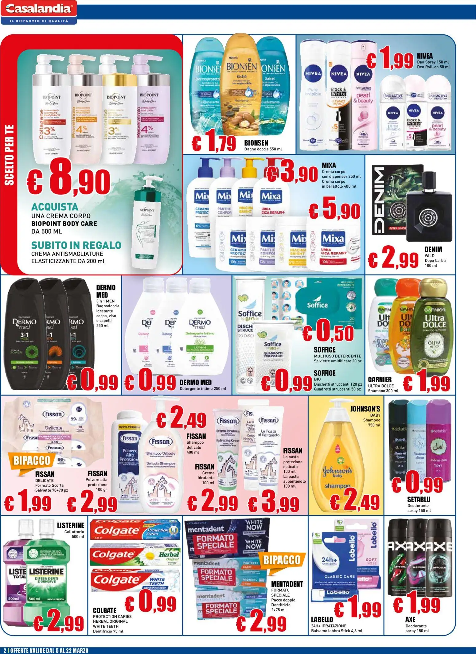 Volantino Casalandia del 05.03.2026 | Pagina: 2 | Prodotti: Crema, Tè, Pasta, Doccia