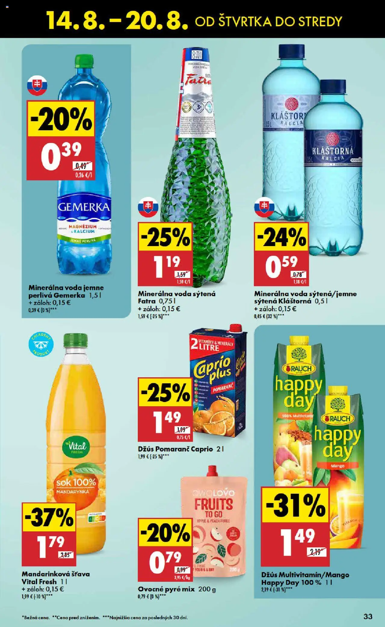 Biedronka leták │ platný od 14.08.2025 | Strana: 33 | Produkty: Džús, Apple, Fatra, Minerálna voda