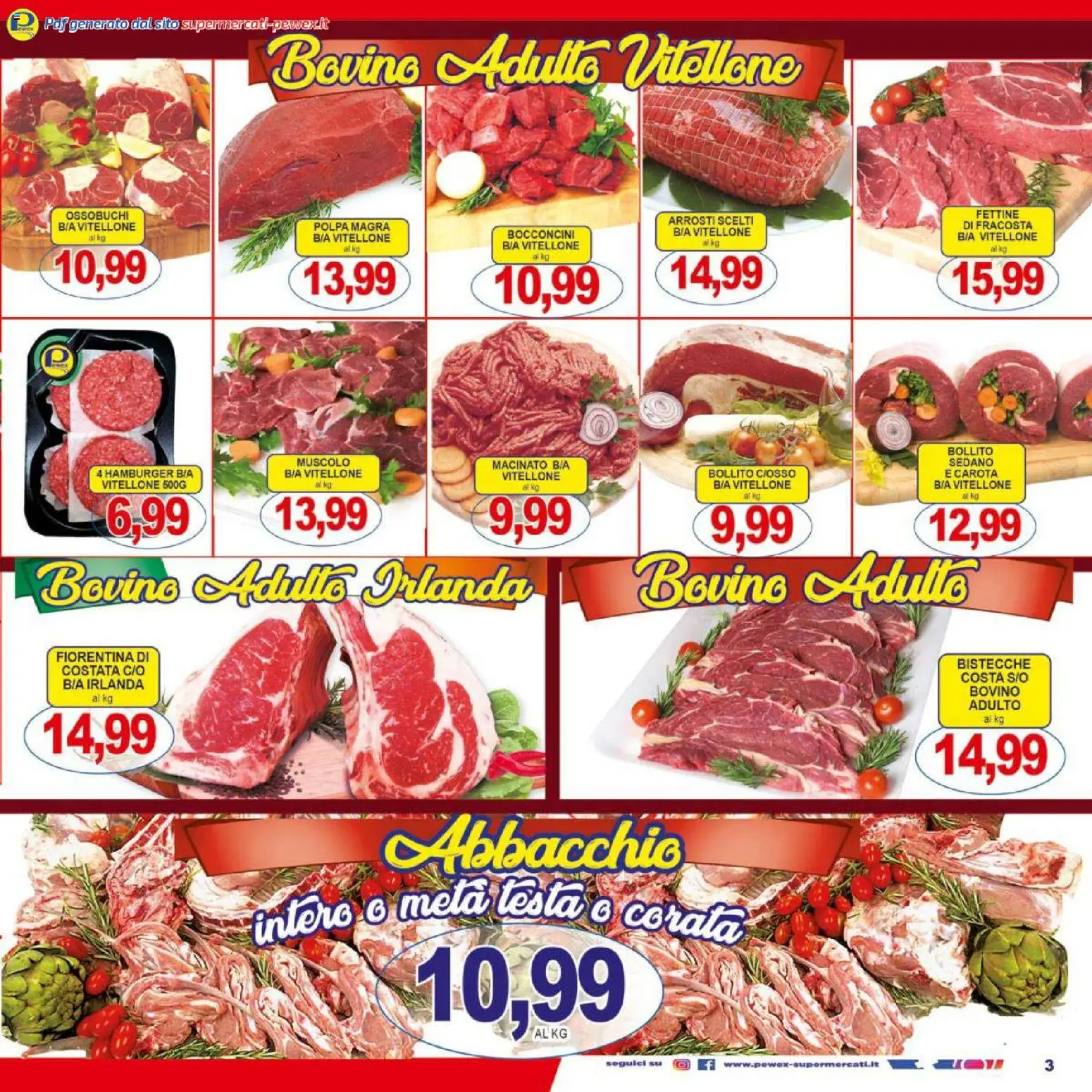 Volantino Pewex del 16.01.2026 | Pagina: 3 | Prodotti: Bovino, Carota, Sedano, Hamburger