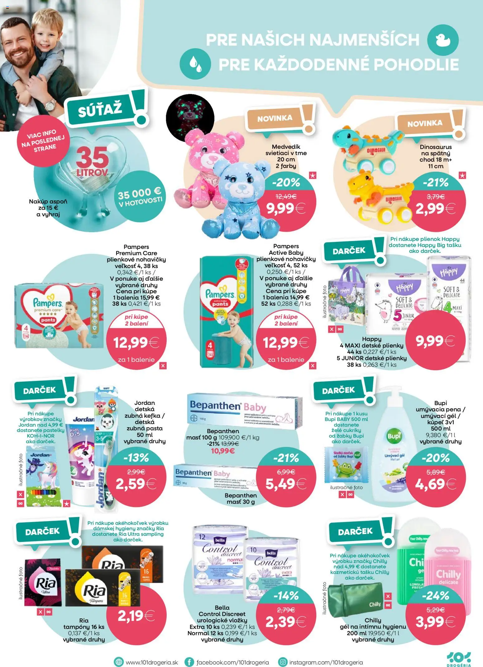 Nové 101 drogerie akcie – leták je platný od 19.11.2025 | Strana: 9 | Produkty: Zubná kefka, Žabky, Pampers