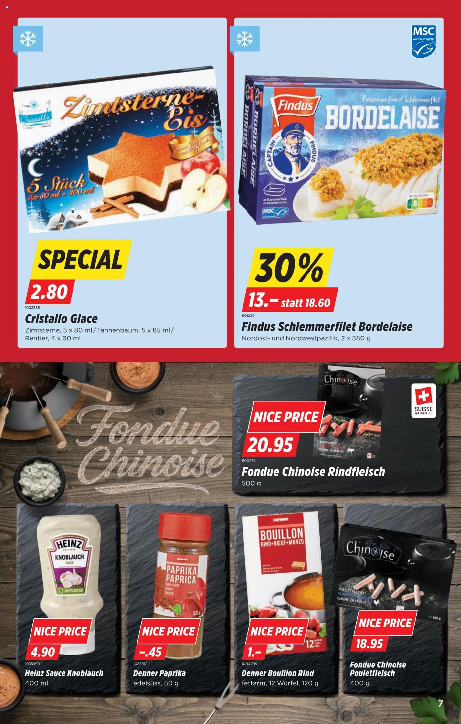 Denner Aktionen – gültig ab 11.11.2025 | Seite: 7 | Produkte: Glace, Rindfleisch, Knoblauch, Fondue