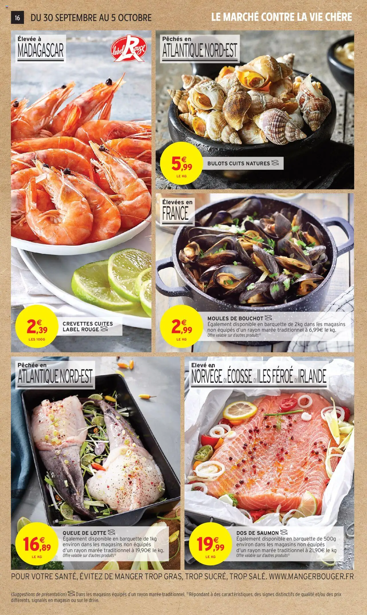  | Page: 16 | Produits: Queue de lotte, Crevettes, Moules de bouchot, Saumon
