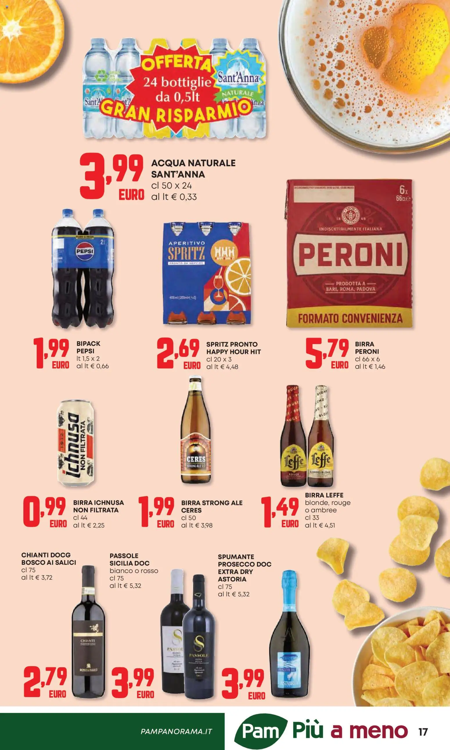 Volantino Panorama del 23.04.2026 | Pagina: 17 | Prodotti: Birra, Prosecco, Acqua naturale, Aperitivo