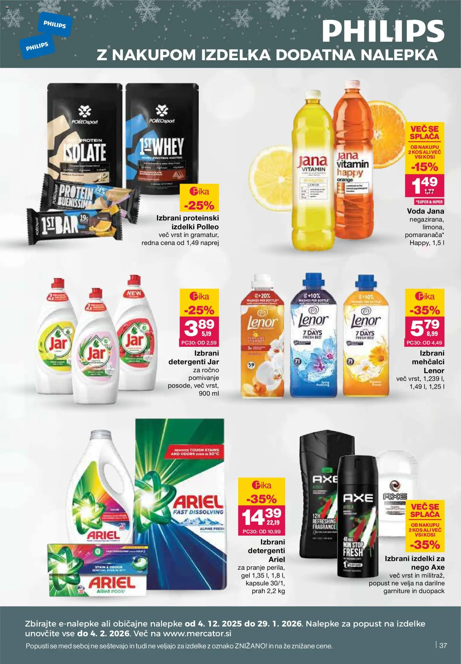 Novi Mercator katalog ponudbe – veljaven od 08.01.2026 | Stran: 37 | Izdelki: Kos, Detergent, Voda