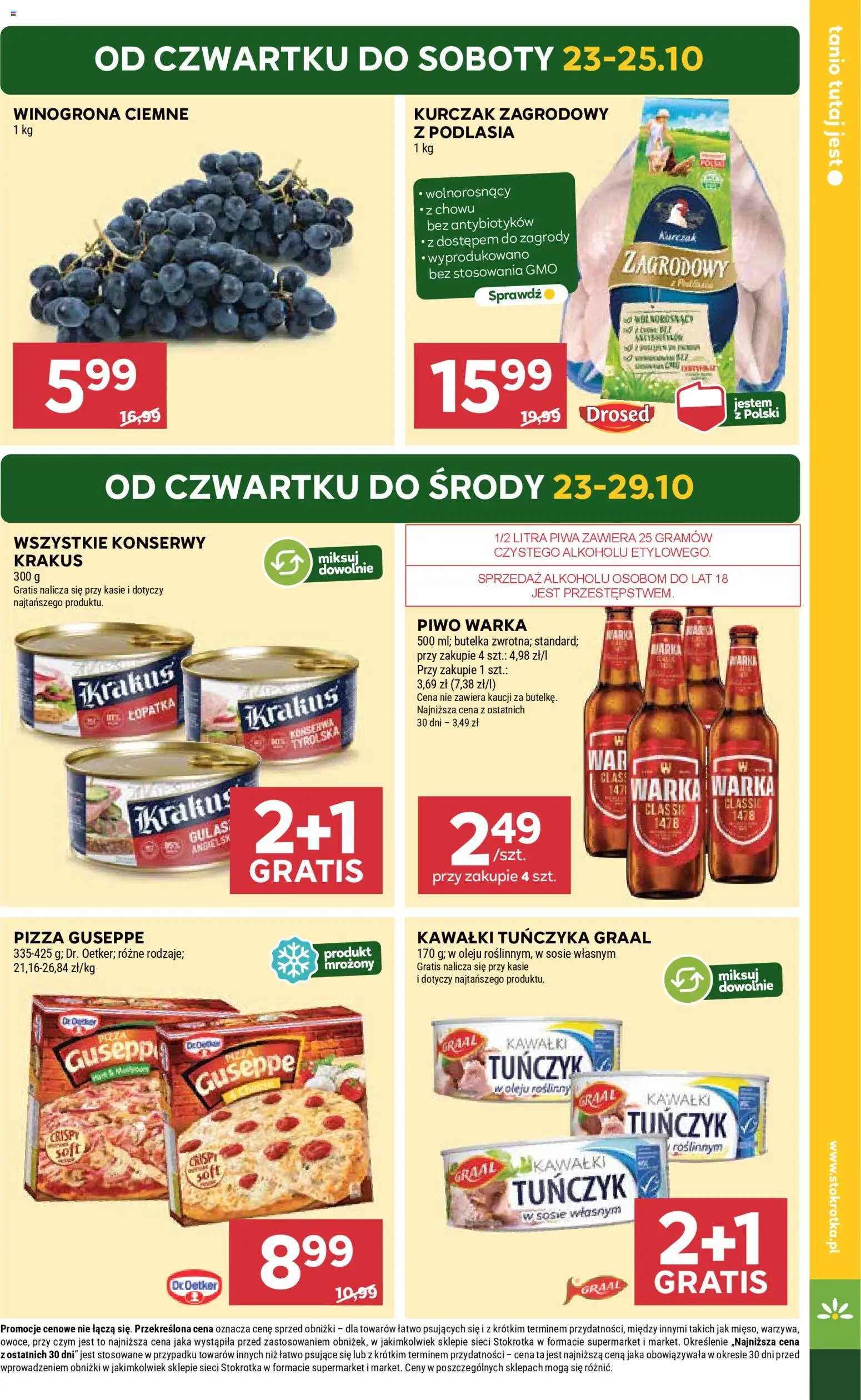 Stokrotka Gazetka od 23.10.2025 | Strona: 3 | Produkty: Tuńczyk w oleju, Tuńczyk, Pizza, Piwo