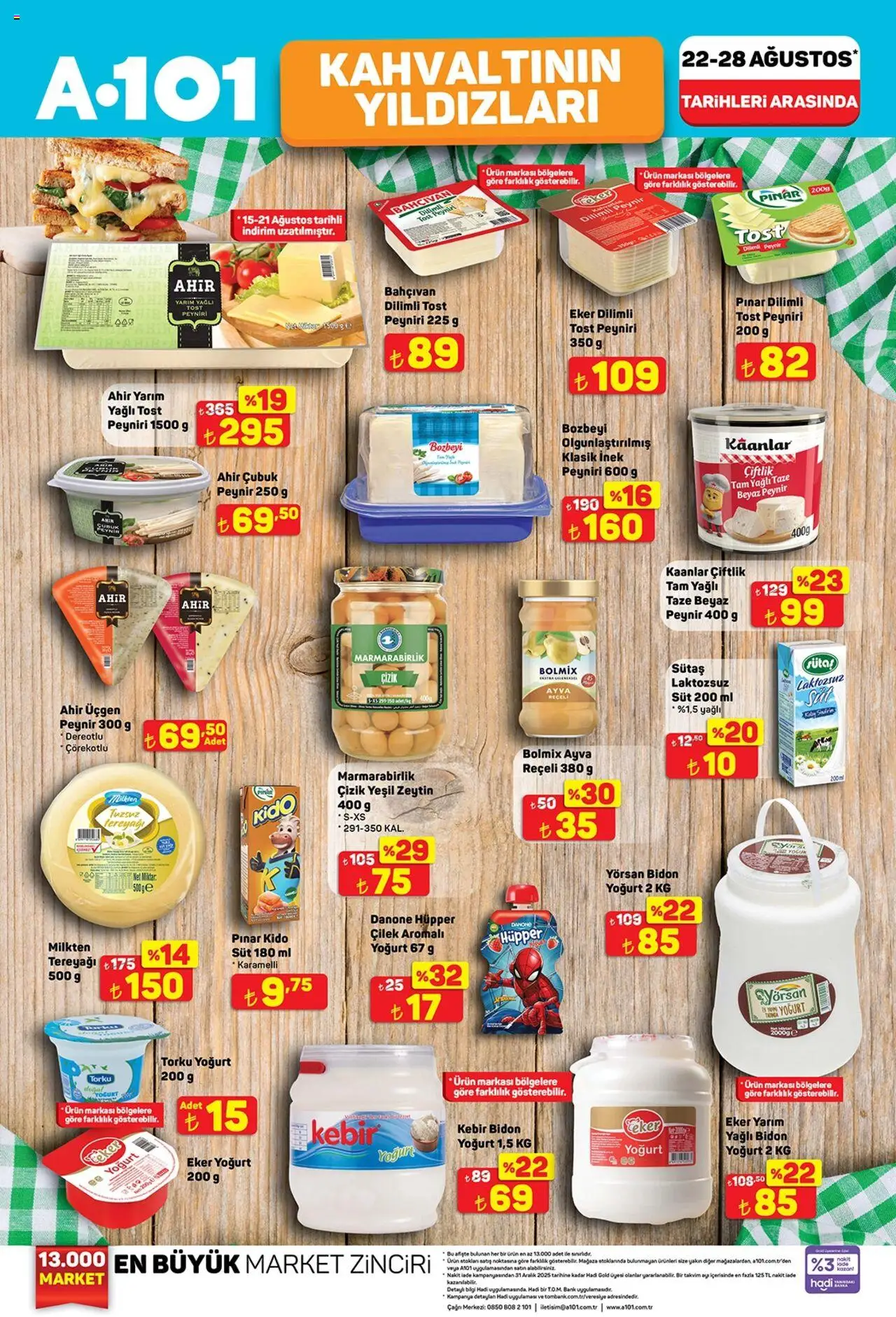 A101 Katalog - 22.08.2025 tarihinden itibaren geçerlidir | Sayfa: 9 | Ürünler: Tereyağı, Yoğurt, Çilek, Zeytin