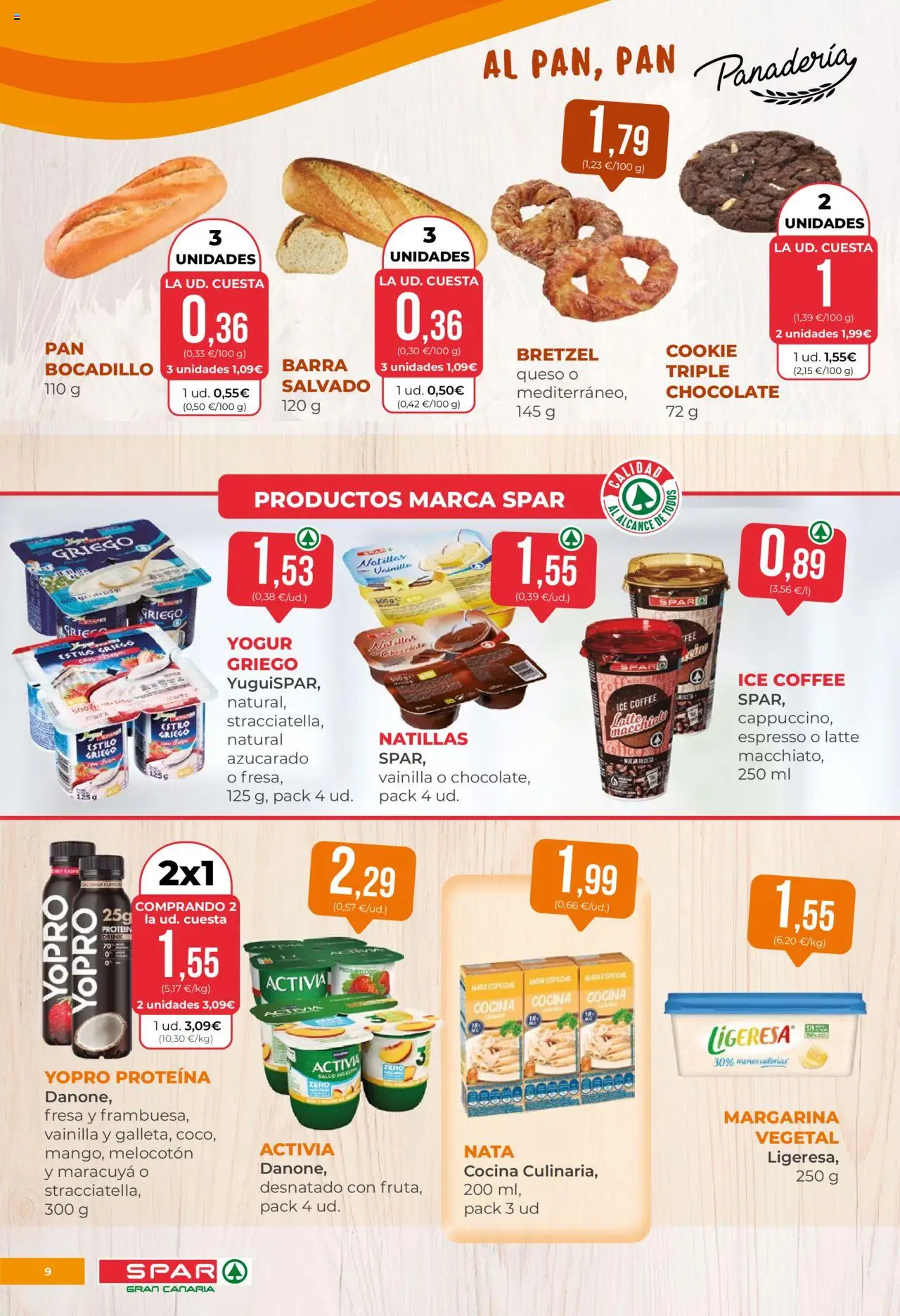 Spar folleto │ válido desde el 27.06.2025 | Página: 9 | Productos: Yogur, Chocolate, Margarina, Panadería