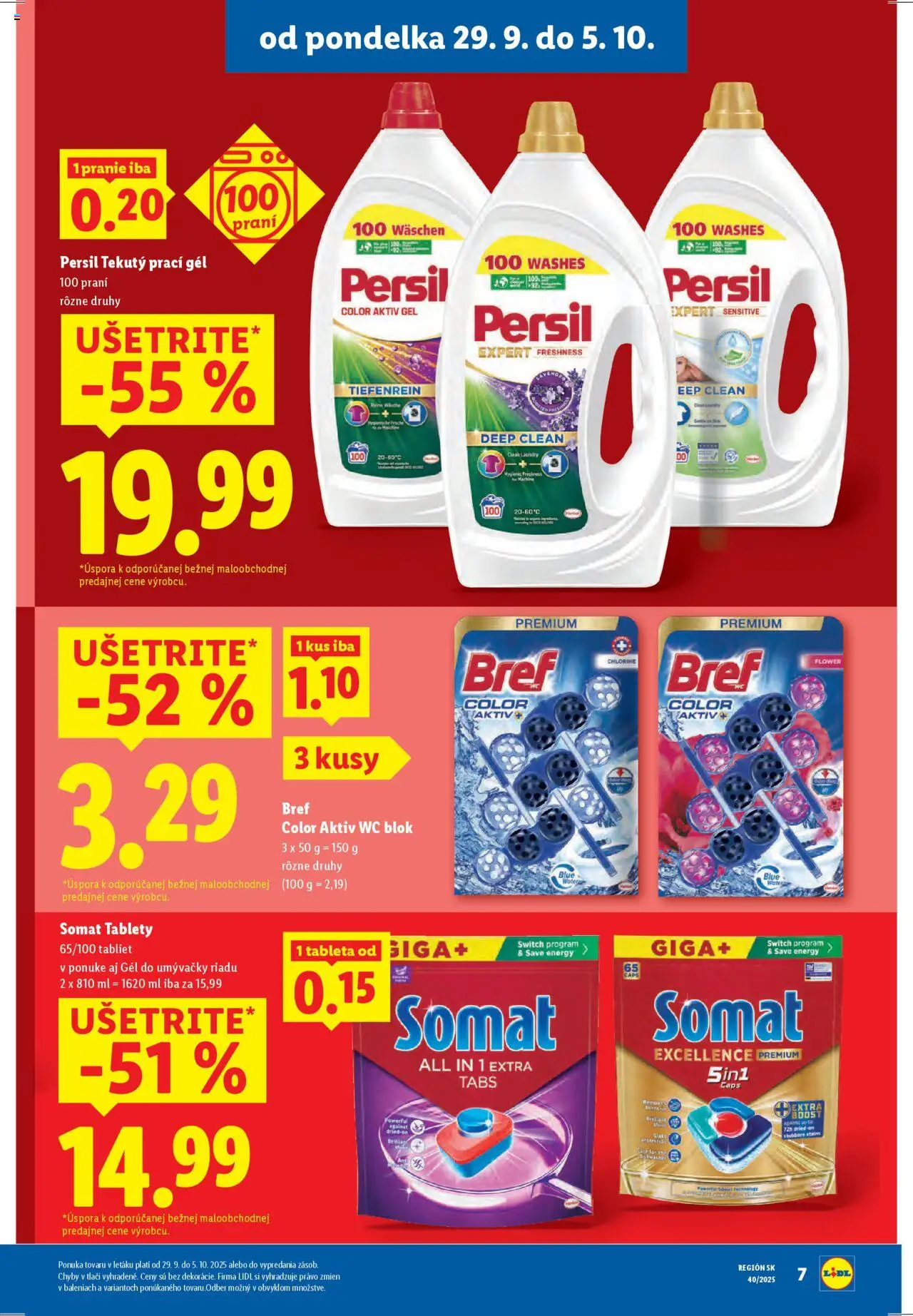 Nové Lidl akcie – leták je platný od 29.09.2025 | Strana: 7 | Produkty: Persil, Wc, Wc blok