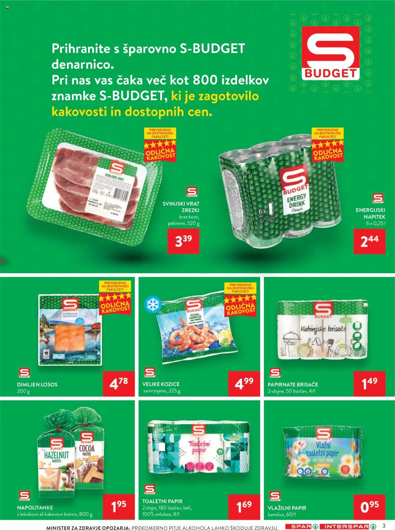 Spar katalog 34/25 │ velja od 20.08.2025 | Stran: 3 | Izdelki: Kozice, Papirnate brisače, Zrezki, Kuhinjske brisače