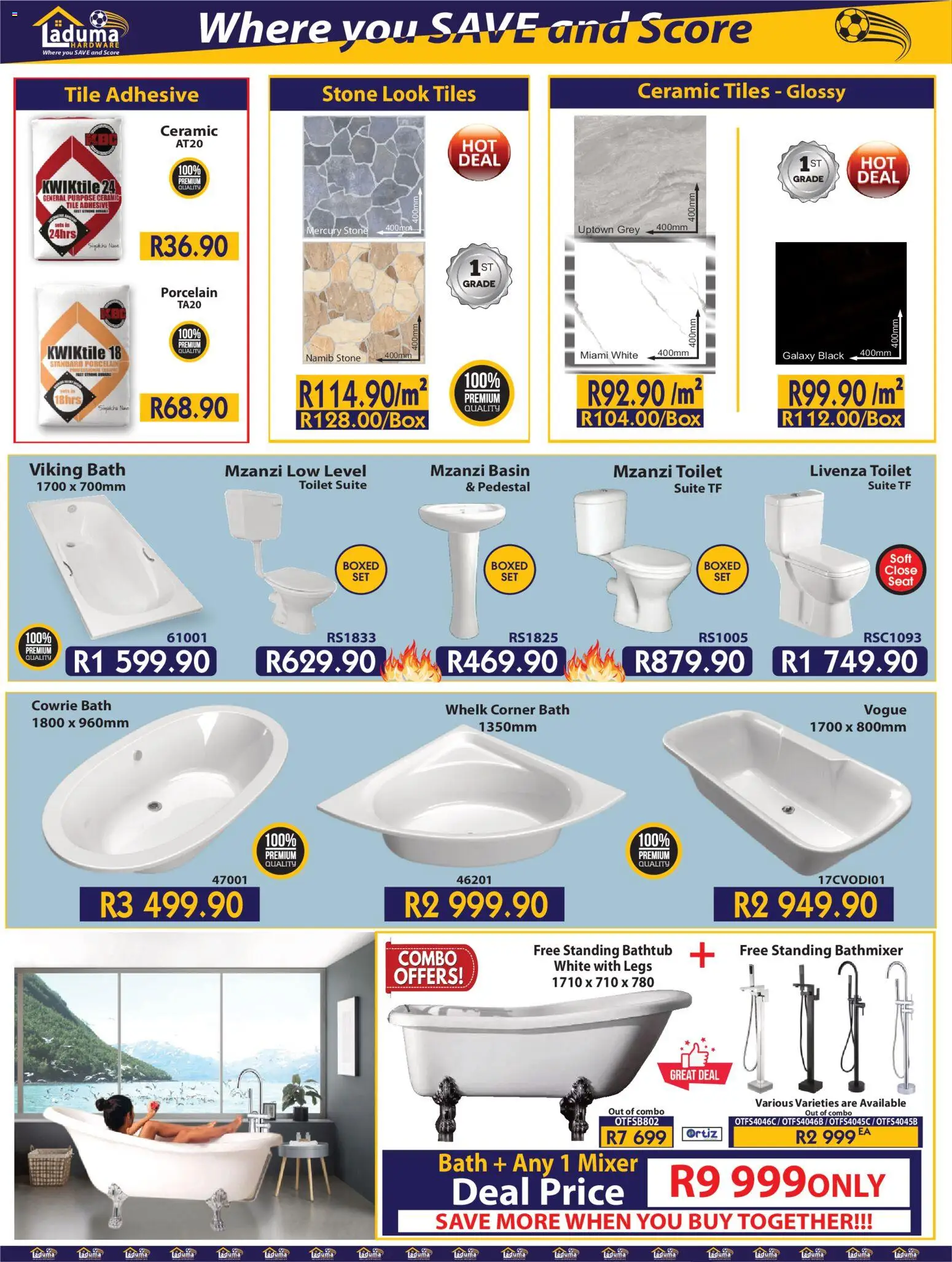 New Laduma Hardware catalogue – valid from 01.02.2026 | Page: 9 | Products: Mixer, Bath, Adhesive, Basin