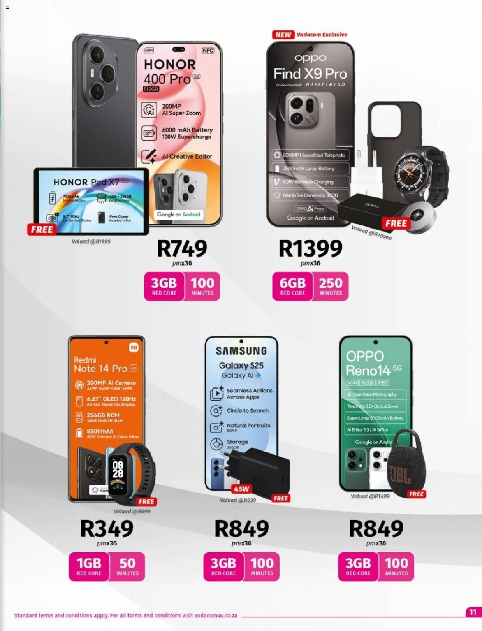 New Vodacom catalogue – valid from 04.11.2025 | Page: 11 | Products: Cover, Phone, Box, Battery
