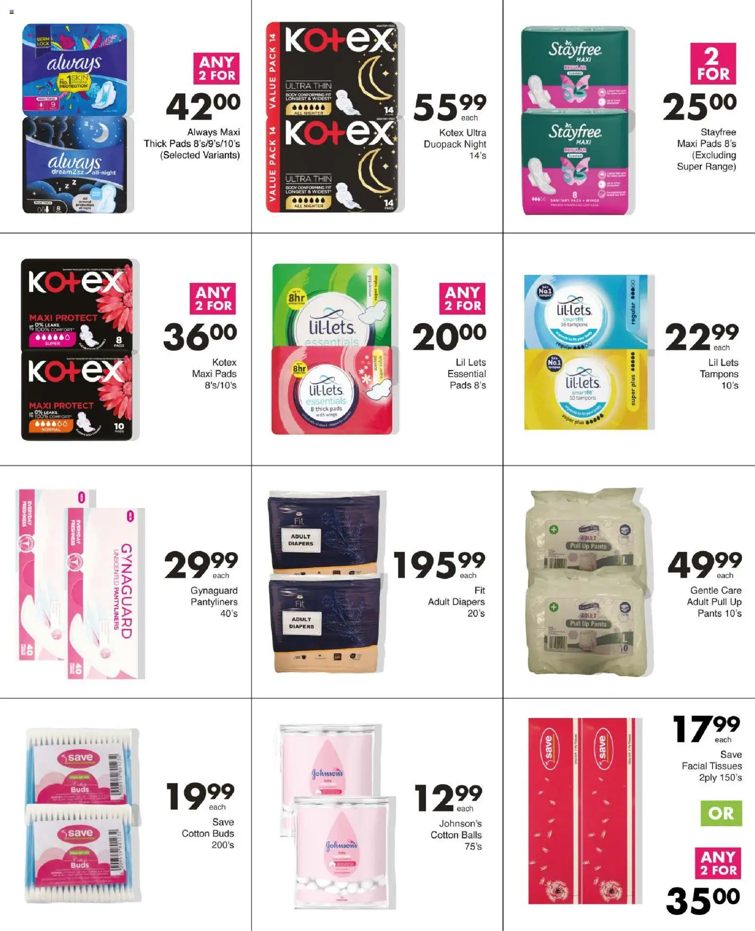 New Save catalogue – valid from 29.12.2025 | Page: 46 | Products: Pants, Pads, Cotton buds, Tissues