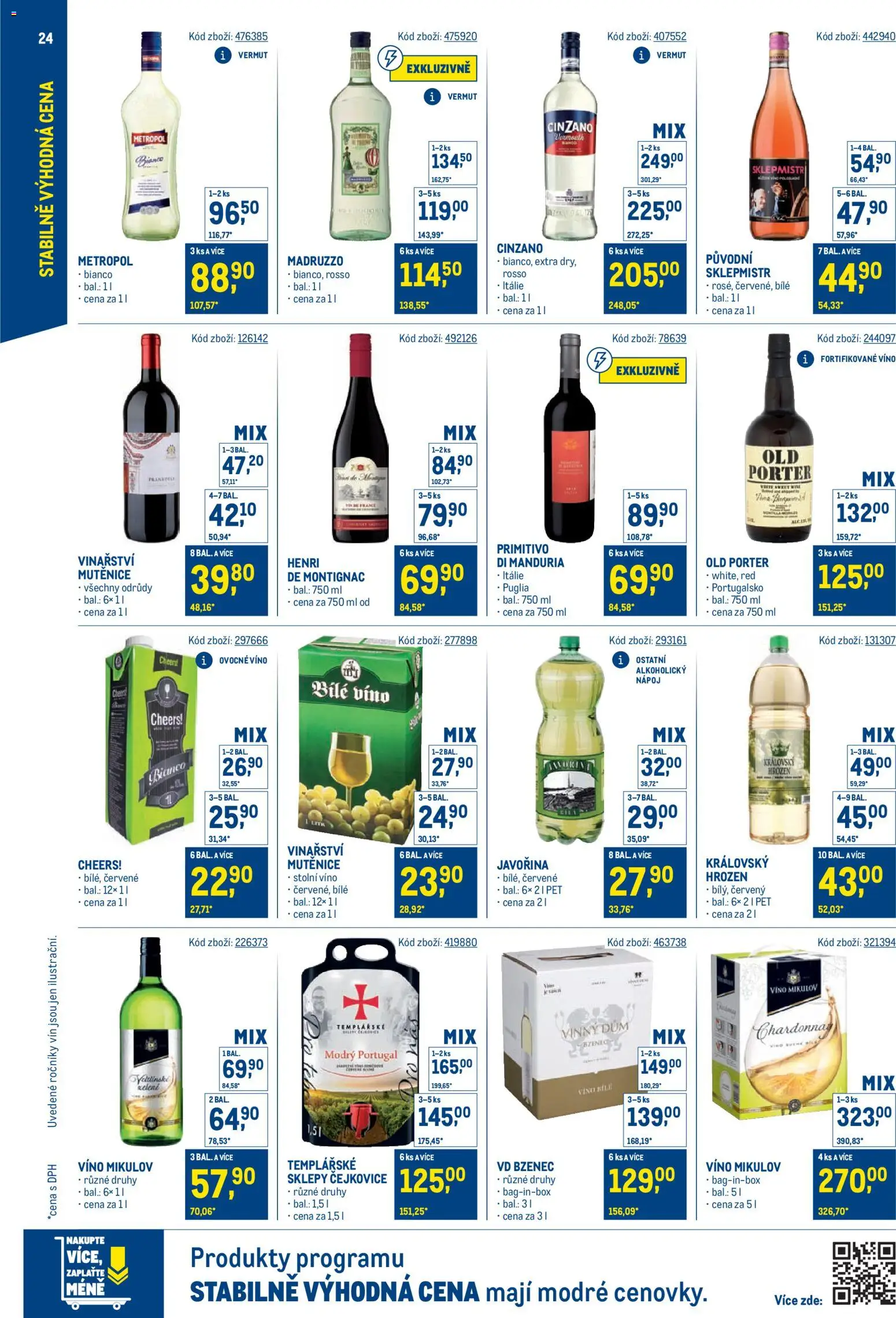Makro leták - Stabilně výhodná cena od 19.11.2025 | Strana: 24 | Produkty: Bílé víno, Cinzano, Old porter, Primitivo
