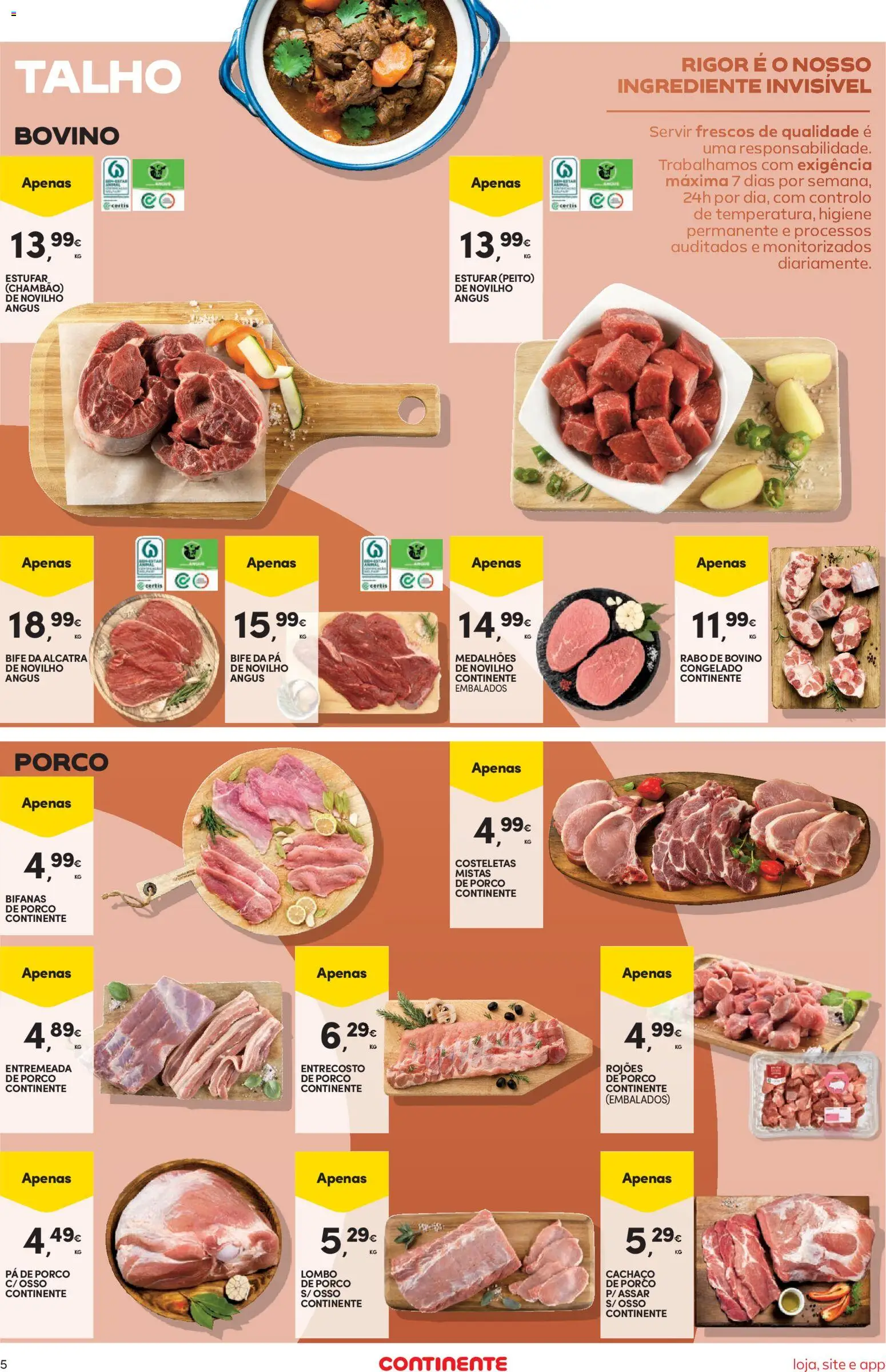 Continente Semanal Continente Bom Dia │ válido de 14.04.2026 | Página: 5 | Produtos: Boné, Bacon, Lombo, Pá