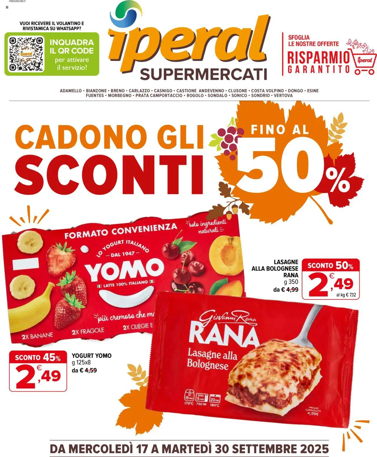 Volantino Iperal del 17.09.2025 | Pagina: 1 | Prodotti: Yogurt, Banane, Fragole, Latte