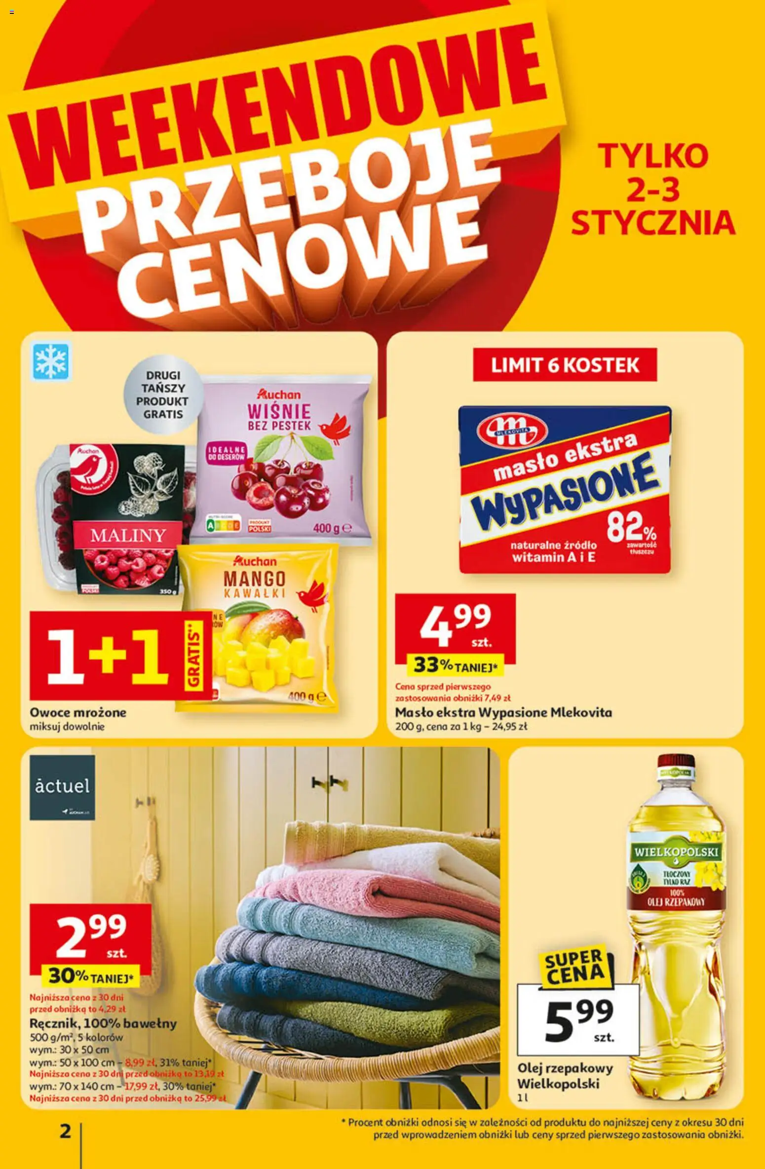 Auchan Gazetka - Wielkie Przeboje Cenowe Hipermarket od 02.01.2026 | Strona: 2 | Produkty: Mango, Maliny, Wiśnie, Owoce