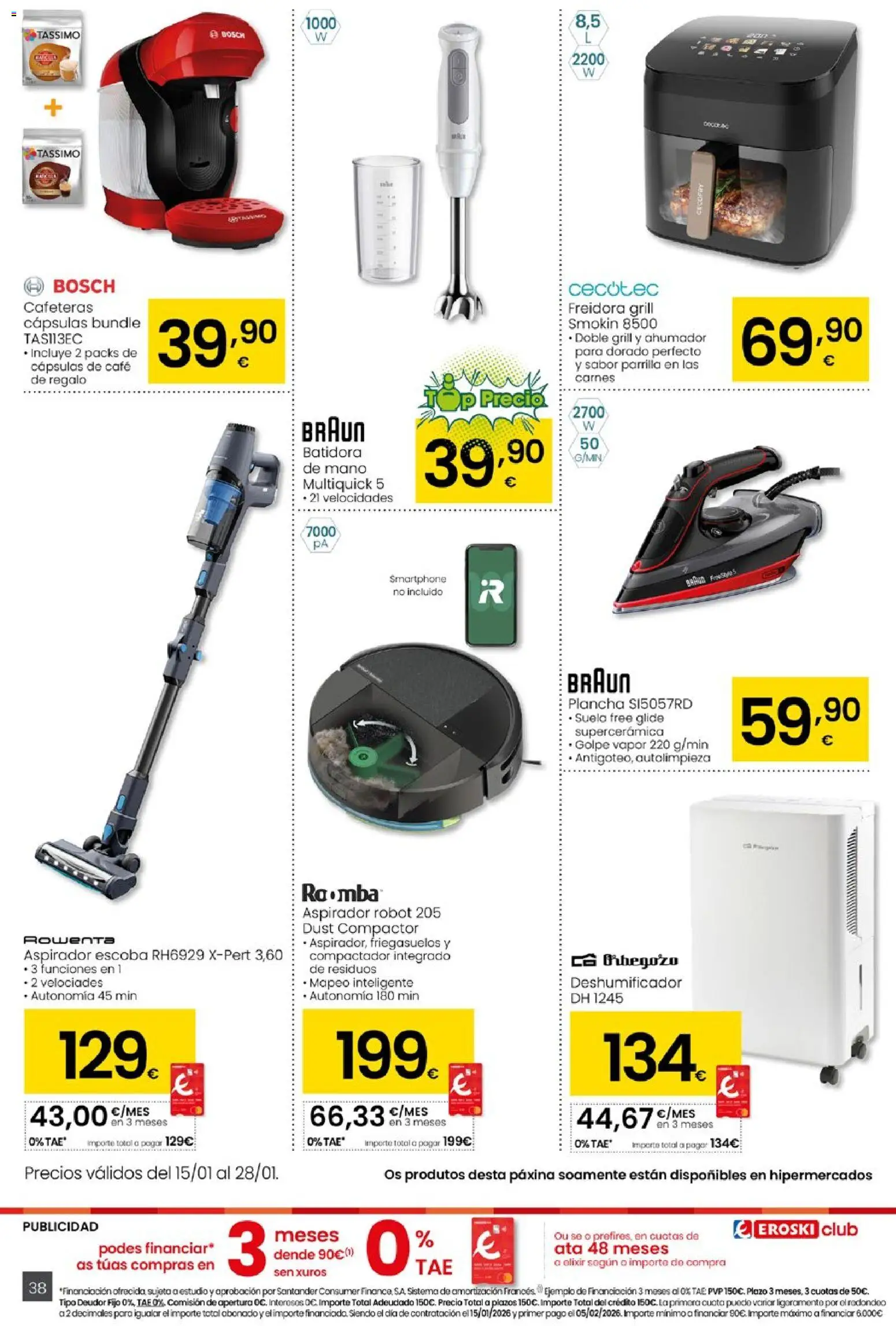 Eroski - Quen ben te quere farache aforrar │ válido desde el 15.01.2026 | Página: 38 | Productos: Café, Smartphone, Plancha, Batidora