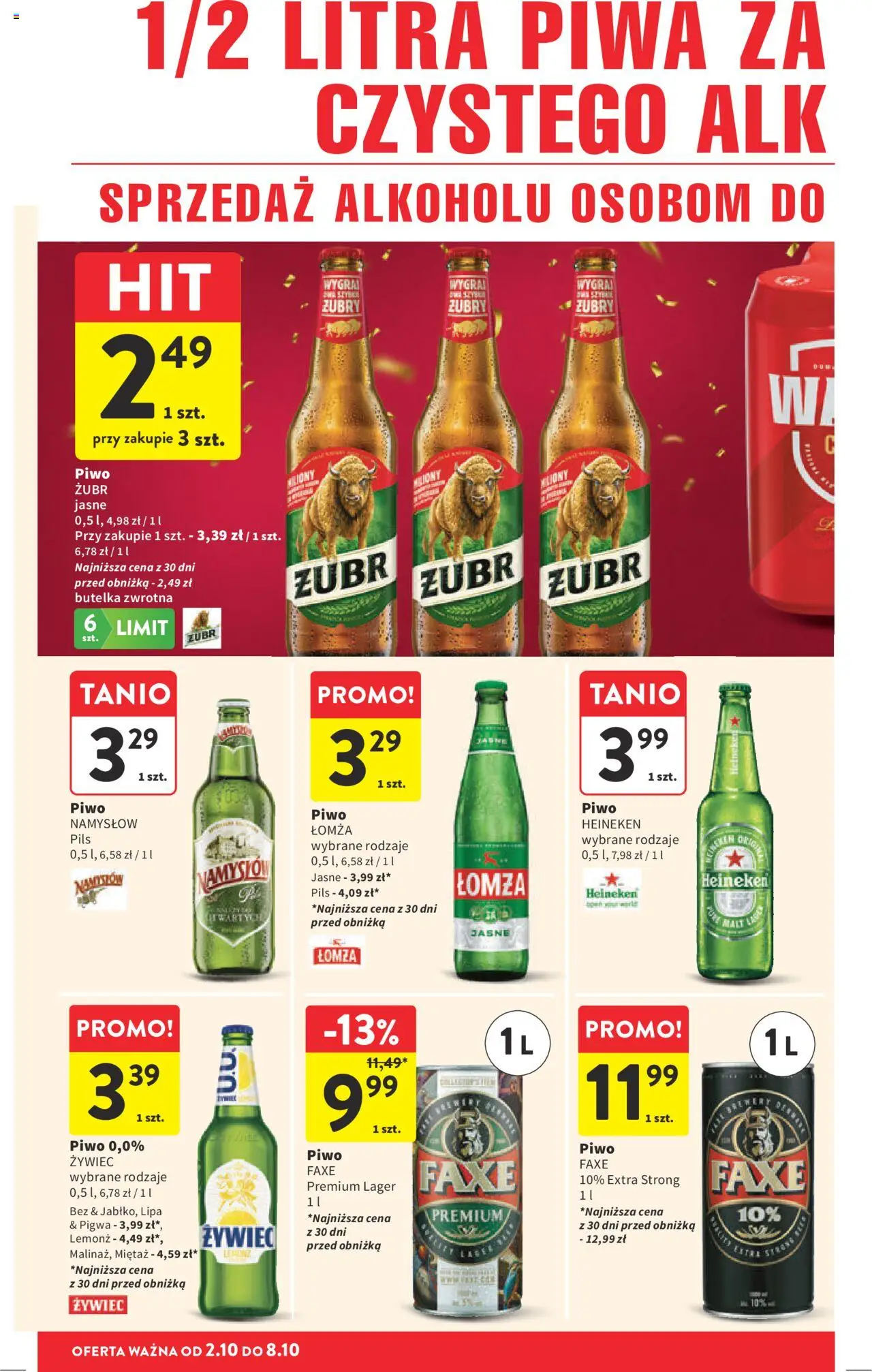 Intermarche Gazetka od 02.10.2025 | Strona: 40 | Produkty: Piwo żubr, Pigwa, Piwo, Heineken