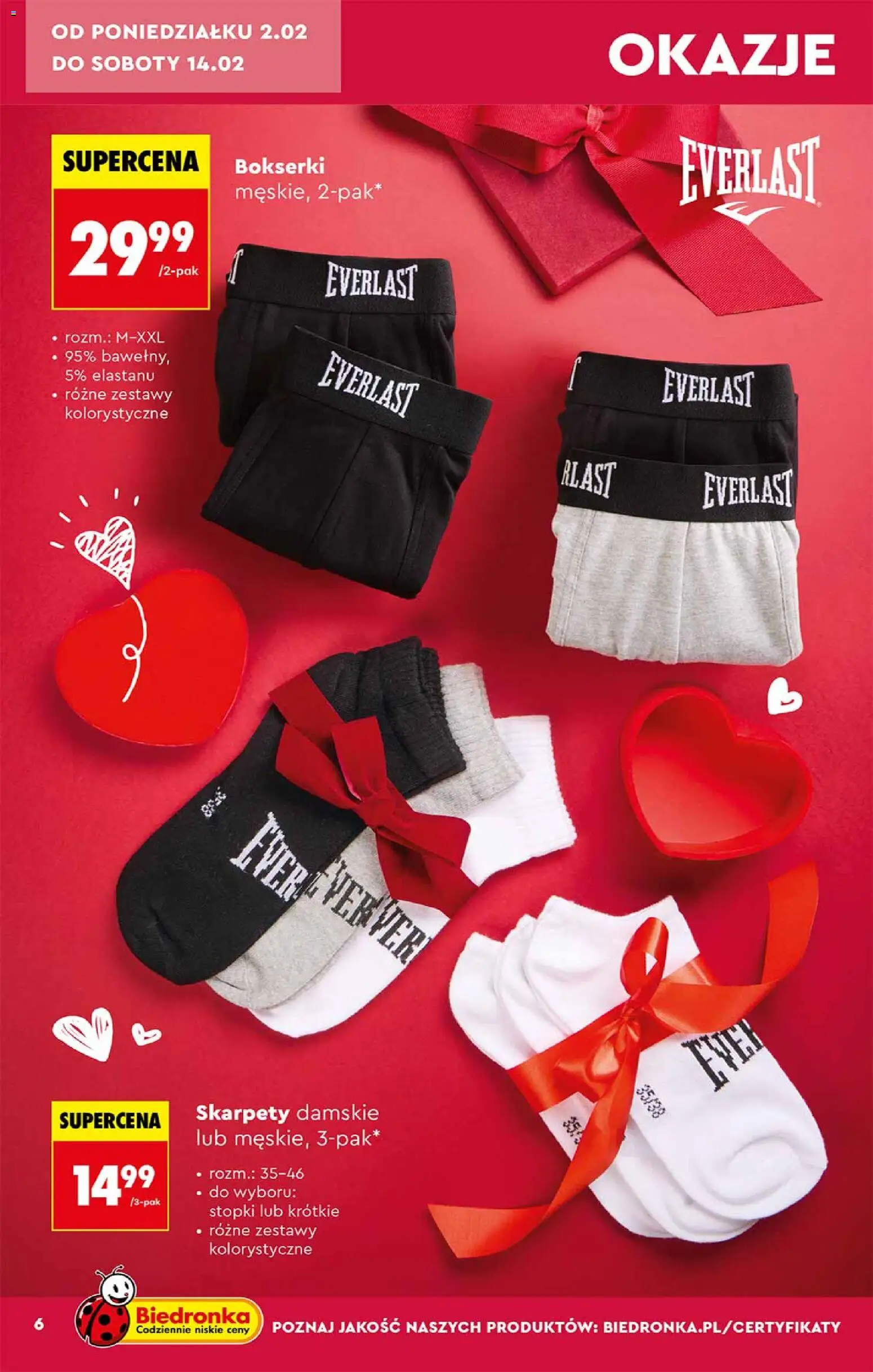 Biedronka gazetka - Hity i inspiracje od 31.01.2026 | Strona: 6 | Produkty: Skarpety, Bokserki, Skarpety damskie