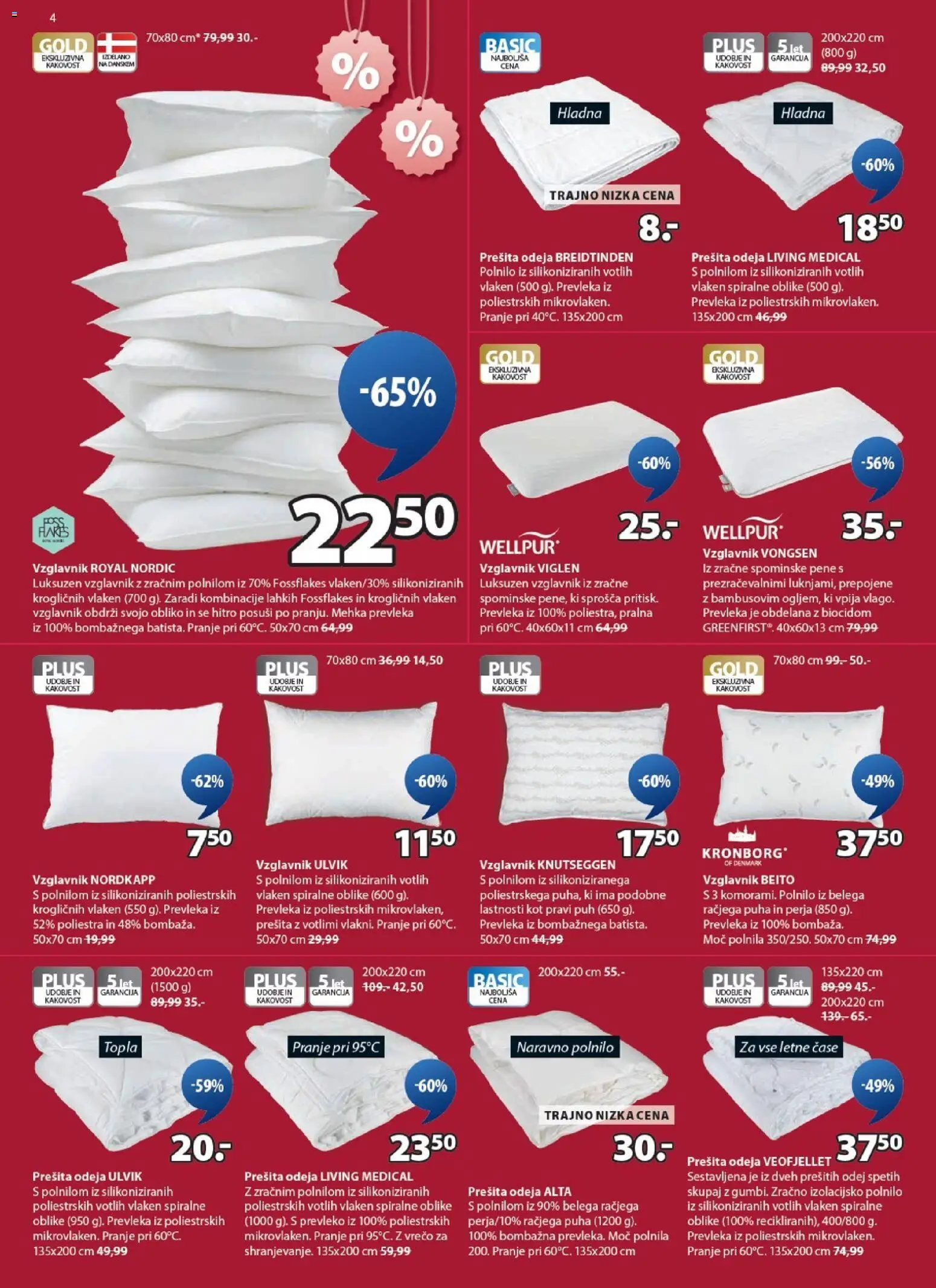 Novi JYSK katalog ponudbe – veljaven od 21.01.2026 | Stran: 4 | Izdelki: Prešita odeja, Vzglavnik, Prevleka, Odeja