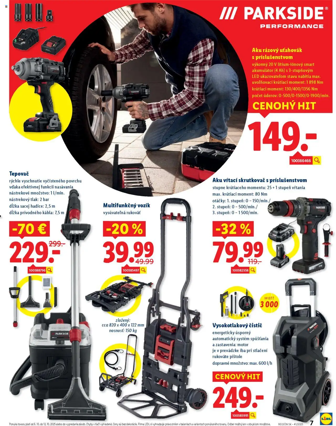 Nové Lidl akcie – leták je platný od 06.10.2025 | Strana: 7 | Produkty: Skrutkovač, Tepovač, Aku, Akumulátor