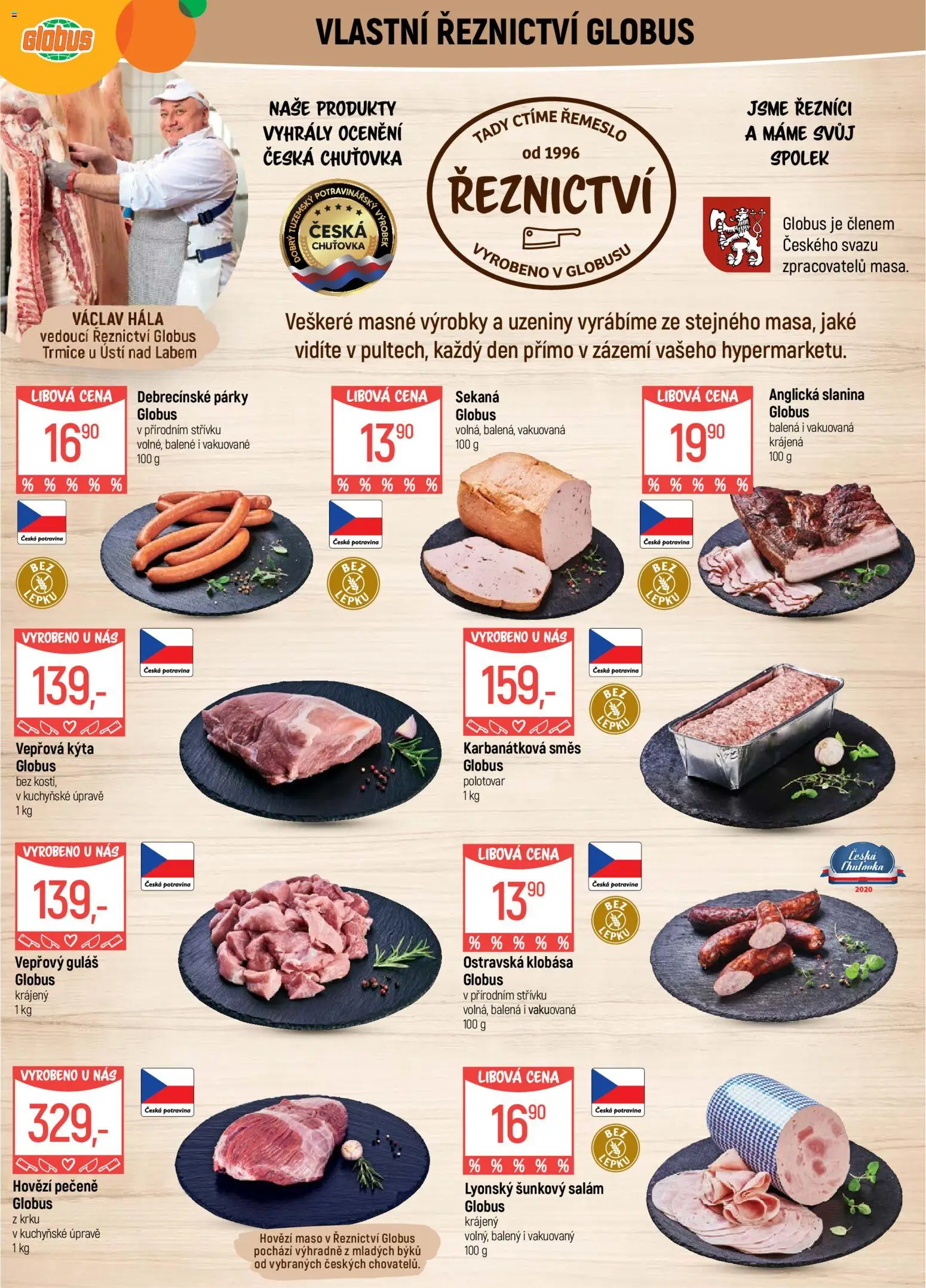 Globus leták - Trmice od 08.04.2026 | Strana: 5 | Produkty: Hovězí, Klobása, Anglická slanina, Maso
