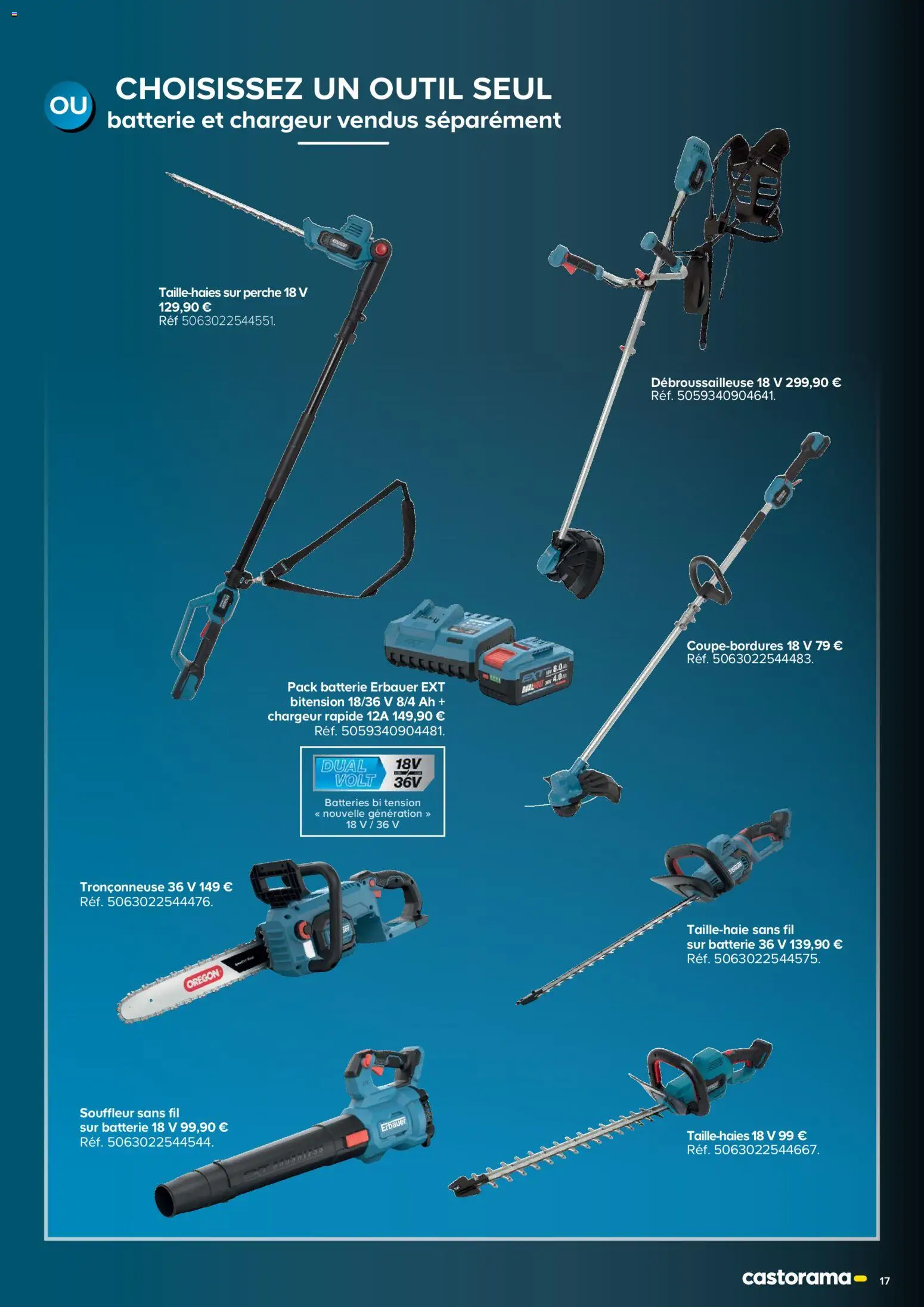 {H1} | Page: 17 | Produits: Débroussailleuse, Tronçonneuse, Batterie