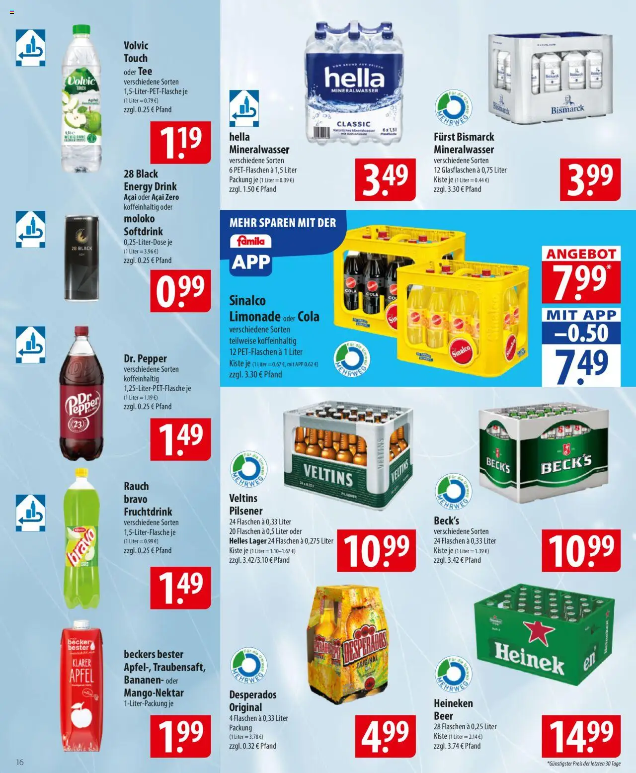 Famila Prospekt 	 – gültig ab 20.10.2025 | Seite: 16 | Produkte: Energy, Äpfel, Mineralwasser, Desperados