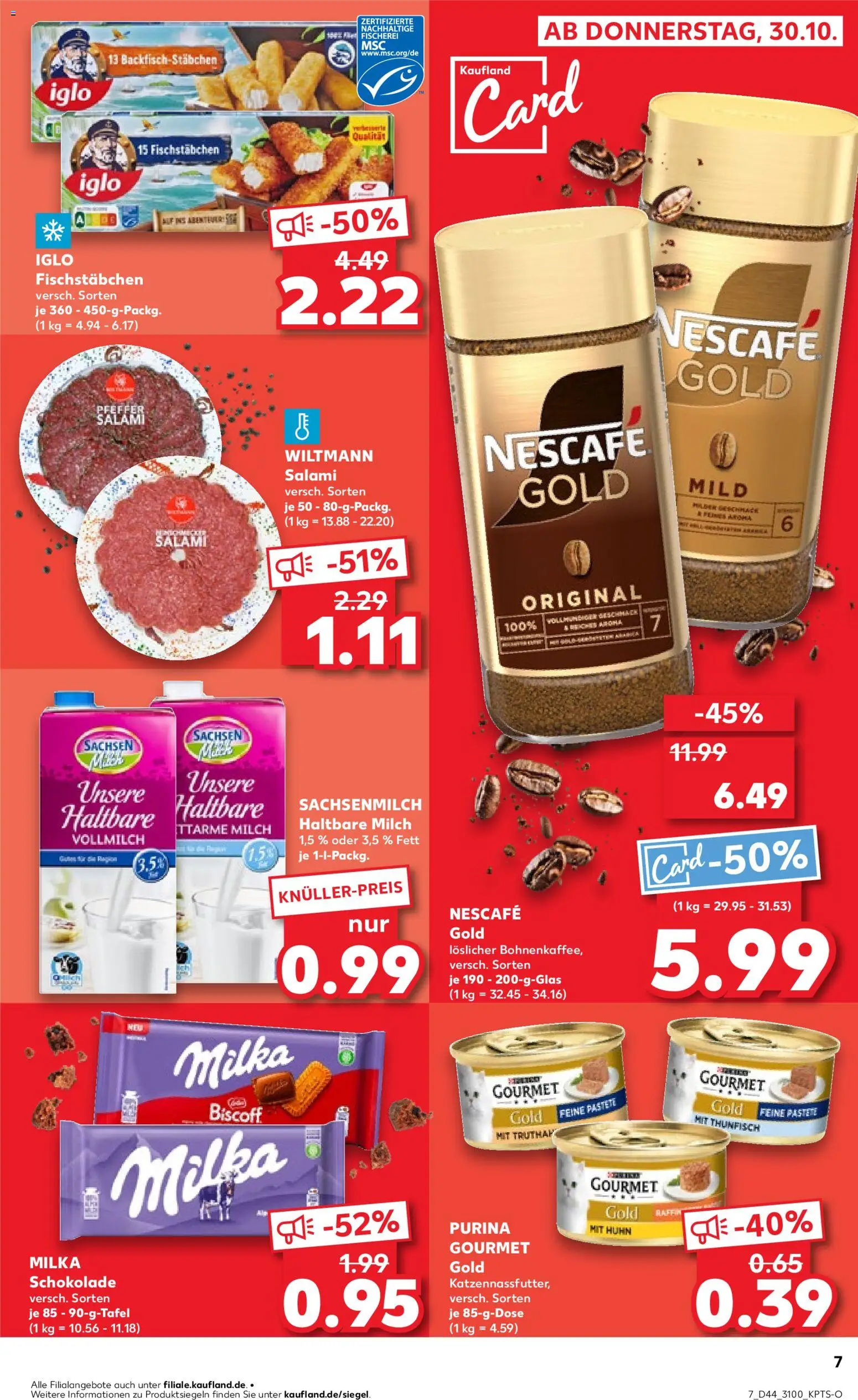 Kaufland prospekt Leipzig	 – gültig ab 02.11.2025 | Seite: 7 | Produkte: Milch, Milka schokolade, Purina gourmet gold, Nescafe gold