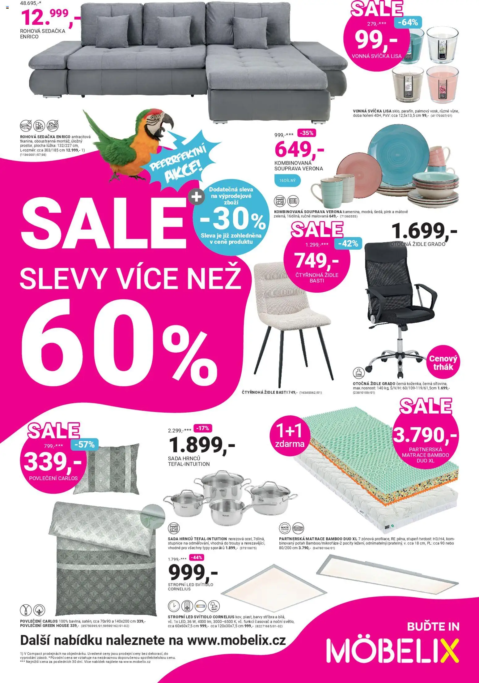 Möbelix leták od 29.12.2025 | Strana: 1 | Produkty: Sada hrnců, Svíčka, Matrace, Sedačka