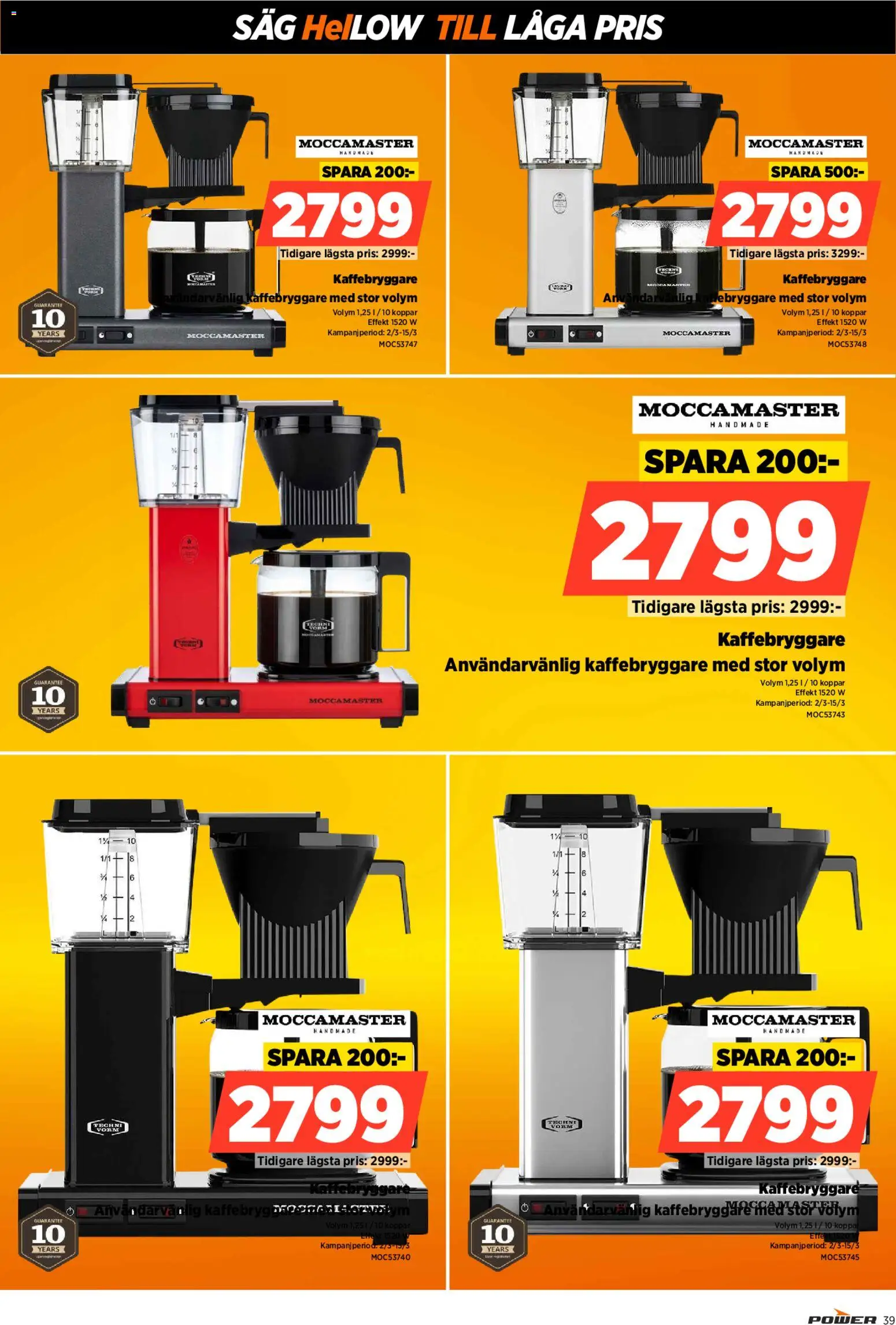 Power reklamblad aktuell från 02.03.2026 | Sida: 39 | Produkter: Kaffebryggare, Såg