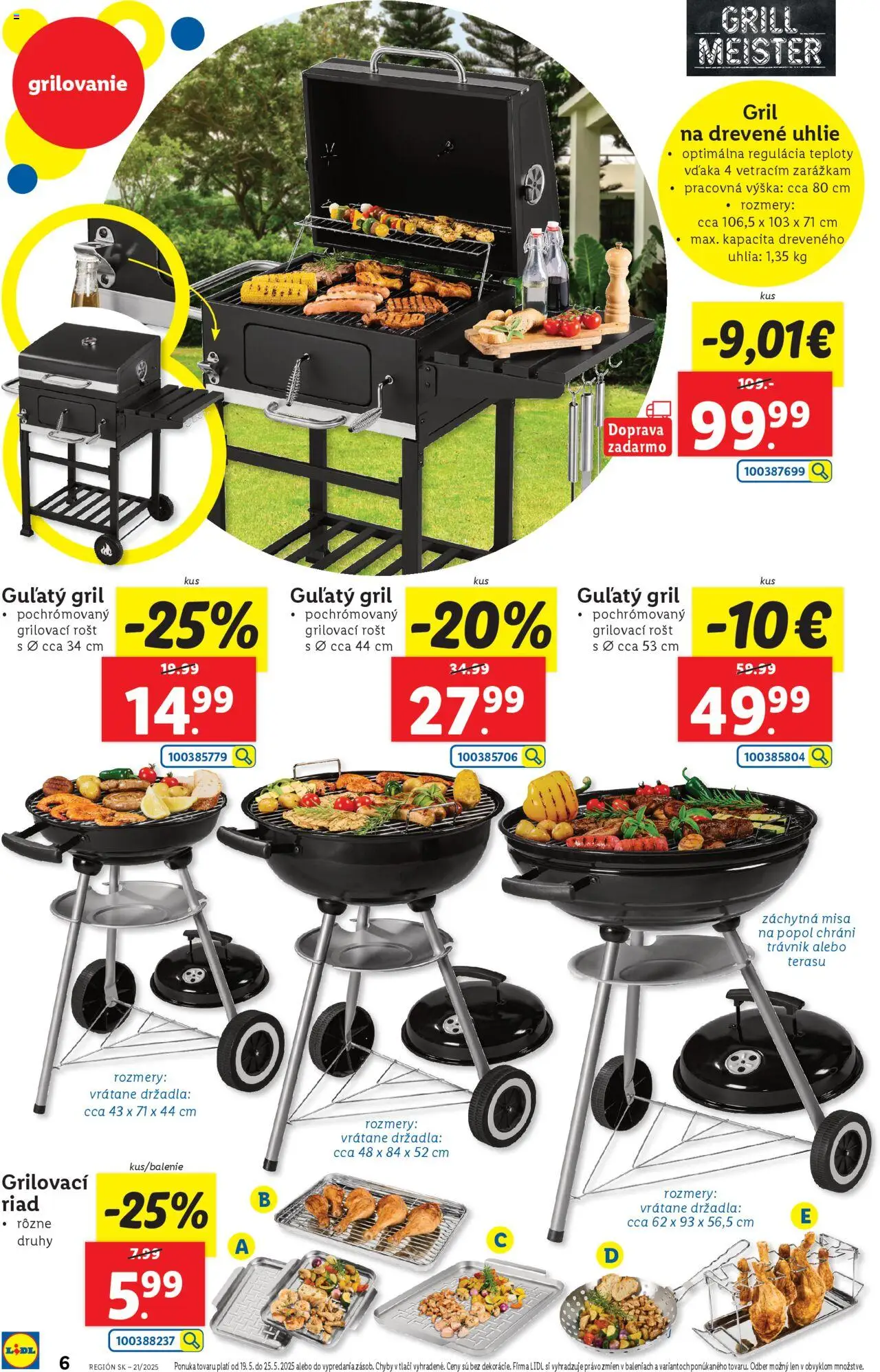 Nové Lidl akcie – leták je platný od 19.05.2025 | Strana: 6 | Produkty: Gril, Rošt, Drevené uhlie, Gril na drevené uhlie