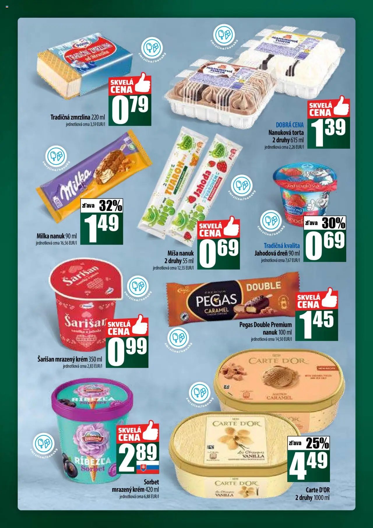 COOP Jednota široká ponuka │ platný od 14.08.2025 | Strana: 20 | Produkty: Nanuk, Sorbet, Torta, Milka